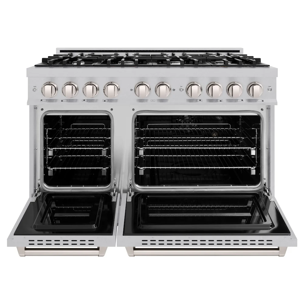 ZLINE 48 in. 6.7 cu. ft. Classic Double Oven Dual Fuel Range with 8 Burner Gas Cooktop in Satin Stainless Steel, Open Box-Great Condition - Image 5