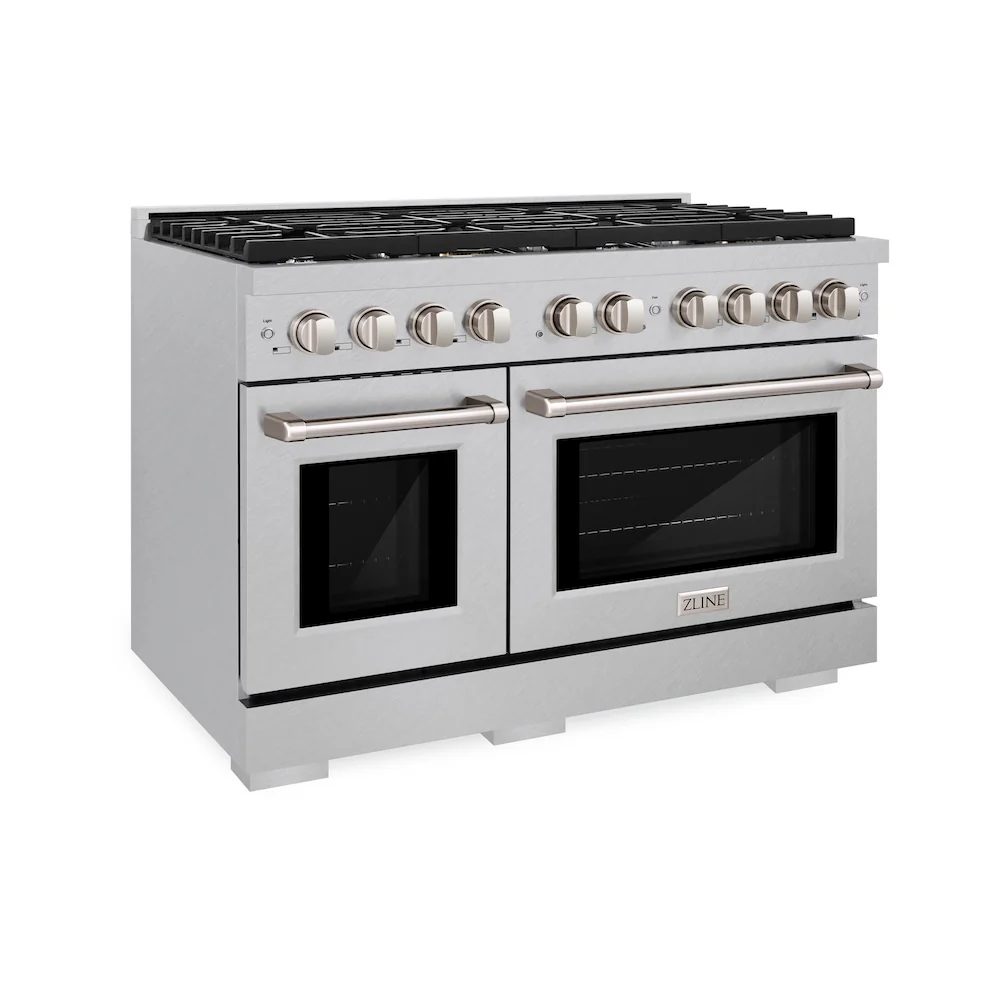 ZLINE 48 in. 6.7 cu. ft. Paramount Double Oven Gas Range with 8 Burner Cooktop in Satin Stainless Steel, Open Box-Great Condition
