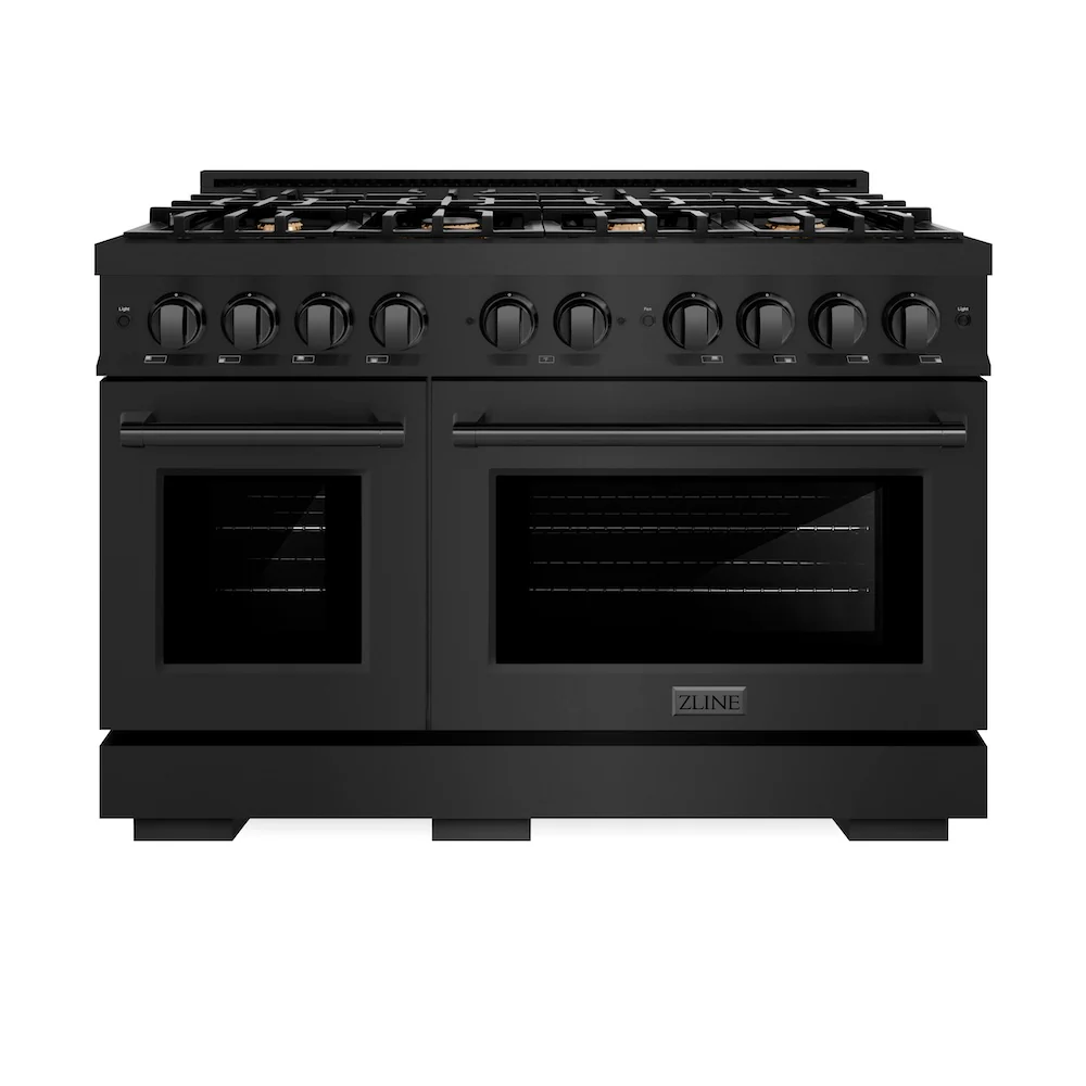 ZLINE 48 in. 6.7 cu. ft. Select Double Oven Dual Fuel Range in Black Stainless Steel with 8 Brass Burners, Open Box-Great Condition - Image 3