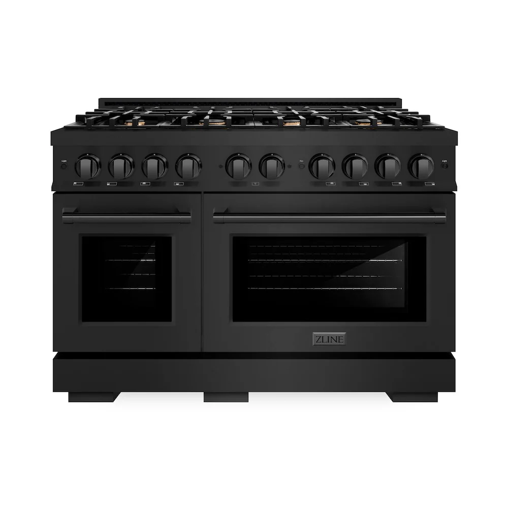 ZLINE 48 in. 6.7 cu. ft. Select Double Oven Dual Fuel Range in Black Stainless Steel with 8 Brass Burners, Open Box-Great Condition - Image 4