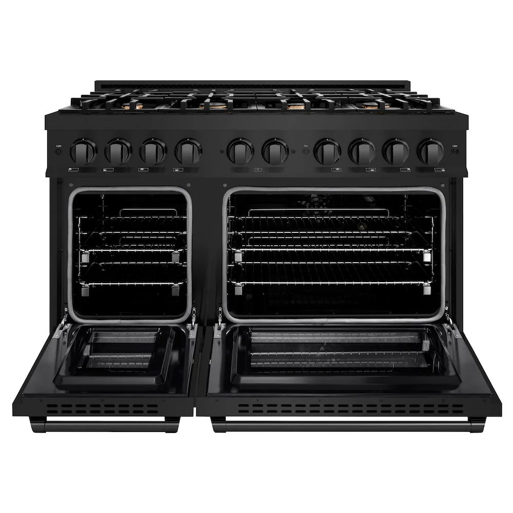 ZLINE 48 in. 6.7 cu. ft. Select Double Oven Dual Fuel Range in Black Stainless Steel with 8 Brass Burners, Open Box-Great Condition - Image 5