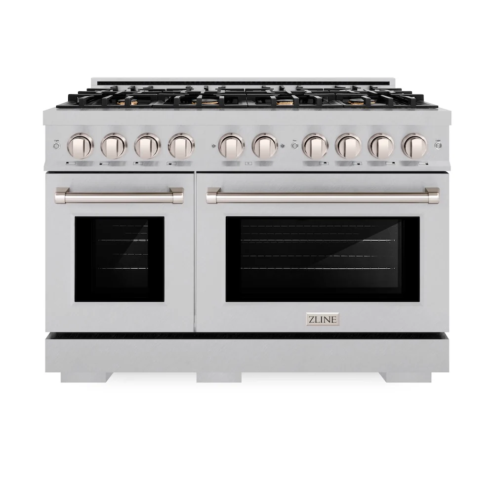 ZLINE 48 in. 6.7 cu. ft. Select Double Oven Dual Fuel Range in Satin Stainless Steel with 8 Brass Burners, Open Box-Great Condition - Image 3