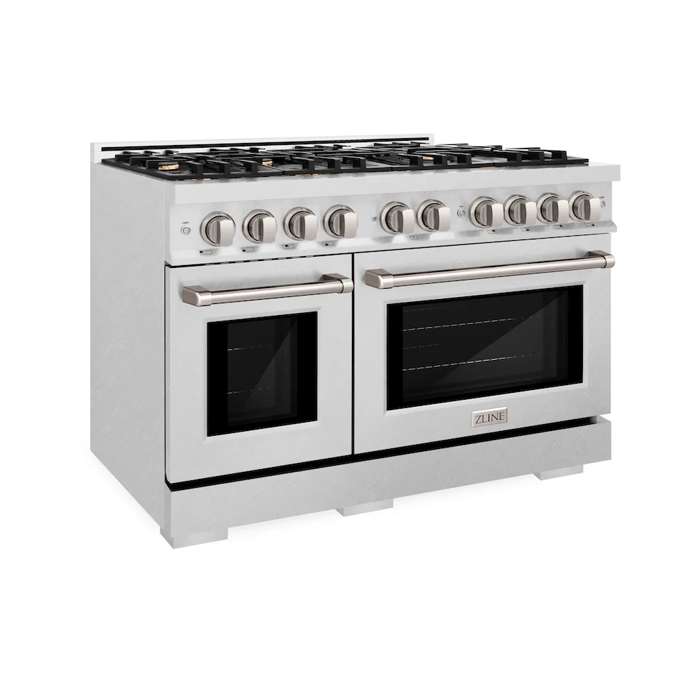 ZLINE 48 in. 6.7 cu. ft. Select Double Oven Gas Range in Satin Stainless Steel with 8 Brass Burners, Open Box-Great Condition