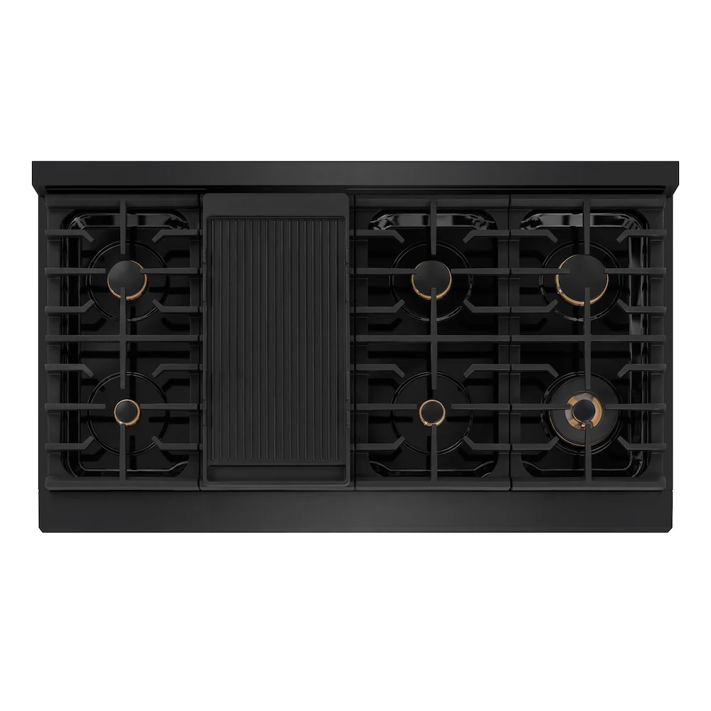 ZLINE 48 in. Autograph Edition Paramount Gas Rangetop with 8 Burners and Porcelain Cooktop in Black Stainless Steel with Champagne Bronze Accents, Open Box-Great Condition - Image 2