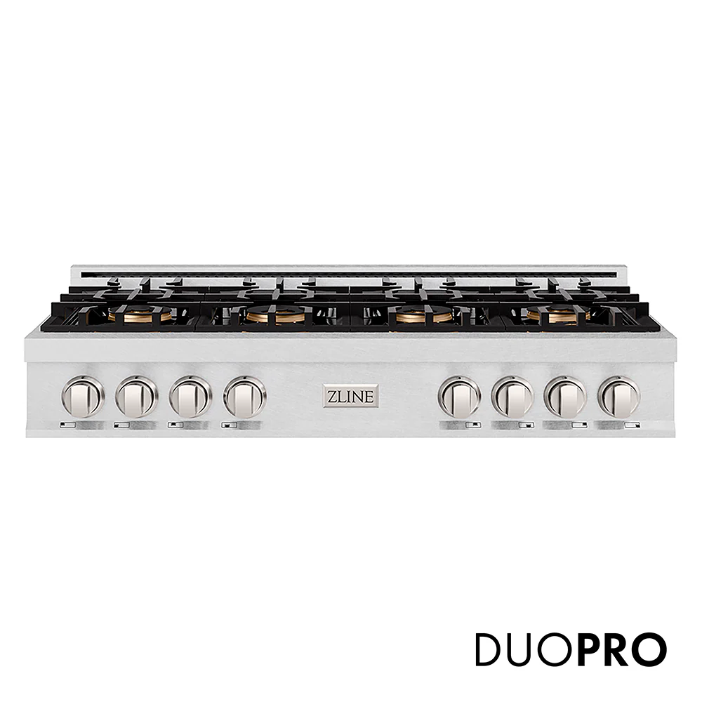 ZLINE 48 in. Classic Gas Rangetop with 8 Burner DuoPro™ Cooktop in Satin Stainless Steel, Open Box-Great Condition