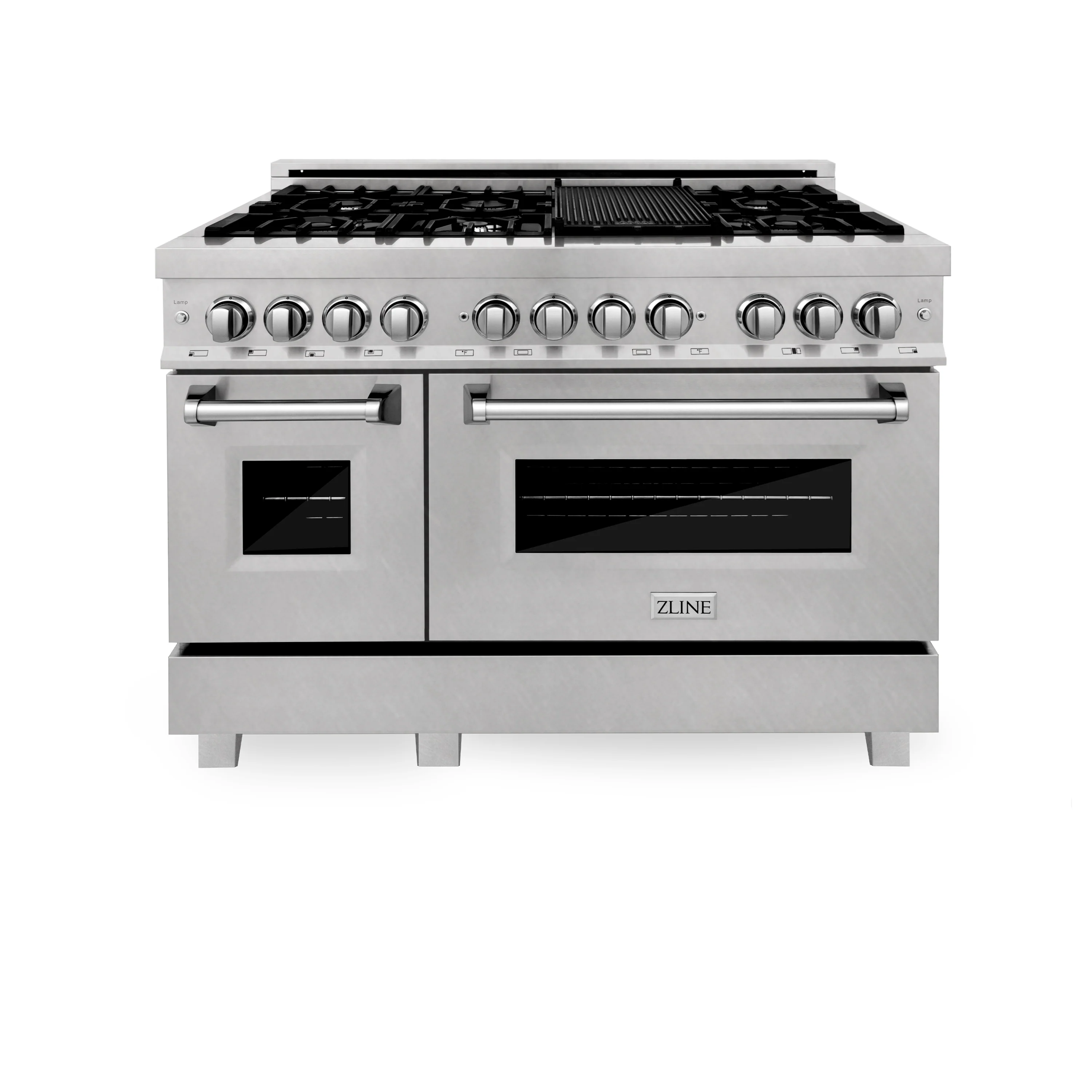 ZLINE 48 in. 6.0 cu. ft. Legacy Dual Fuel Range with 7 Burner Gas Cooktop and 2 Electric Ovens in Satin Stainless Steel with Griddle (RAS-SN-GR-48) - Image 2