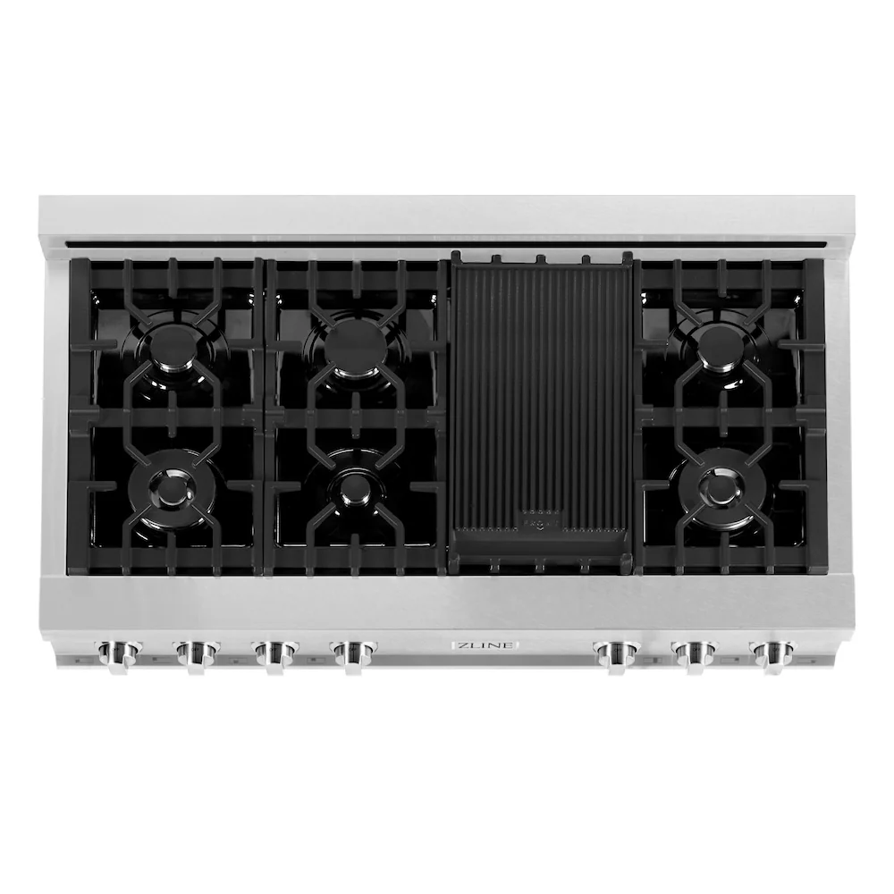 ZLINE 48 in. Legacy Gas Rangetop with 7 Burners and Porcelain Cooktop in Satin Stainless Steel, Open Box-Great Condition - Image 2