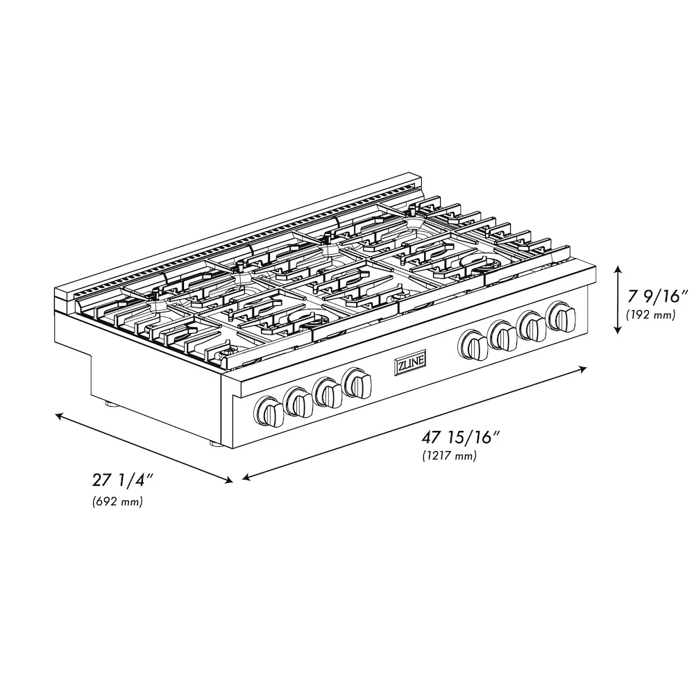 ZLINE 48 in. Paramount Gas Rangetop with 8 Burners and Porcelain Cooktop in Satin Stainless Steel, Open Box-Great Condition - Image 11
