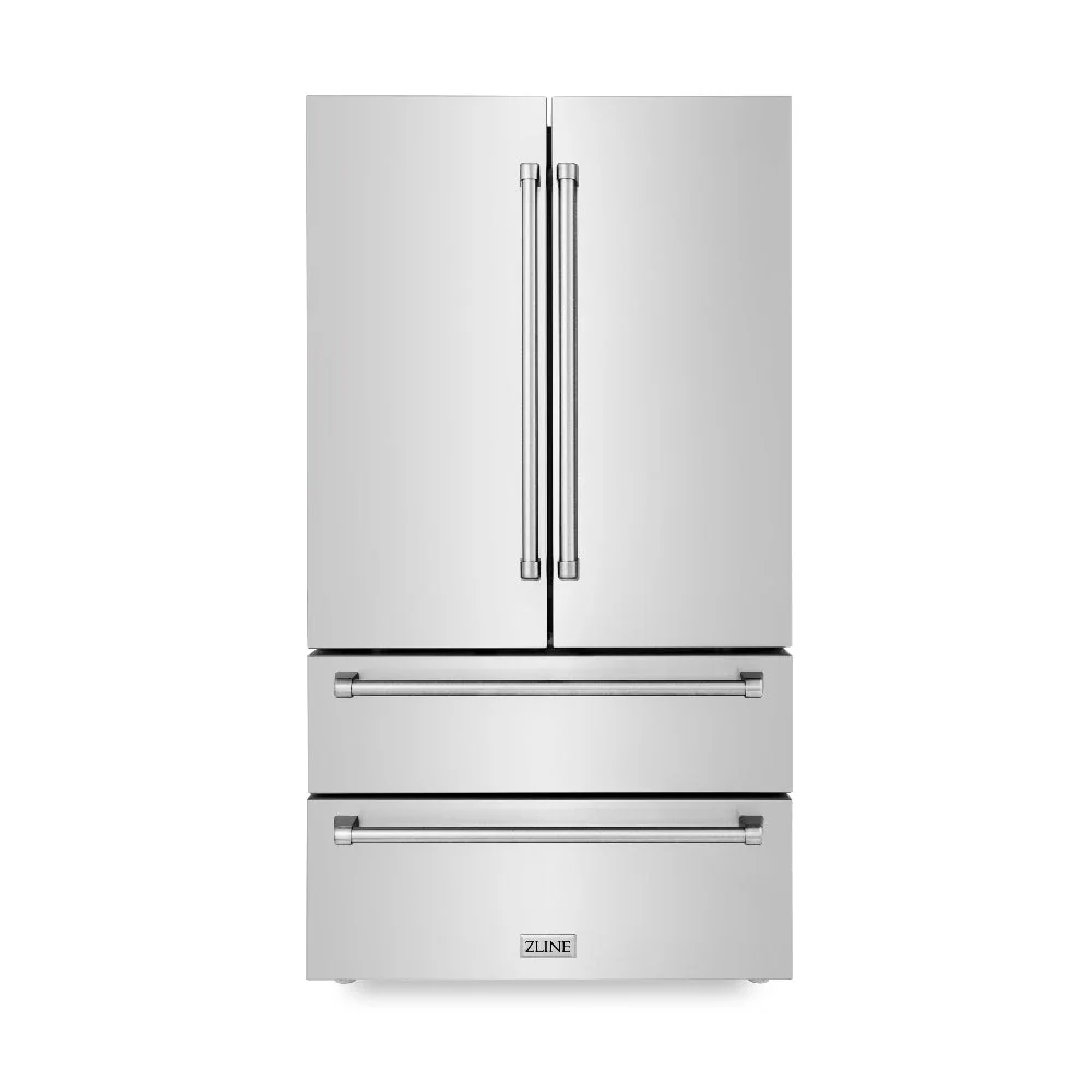 ZLINE Kitchen Package with 36 in. French Door Refrigerator, 48 in. Dual Fuel Range, 48 in. Range Hood, 24 in. Microwave Drawer, 24 in. Tall Tub Dishwasher and 24 in. Wine Cooler in Stainless Steel (6KPR-RARH48-MWDWV-RWV) - Image 2