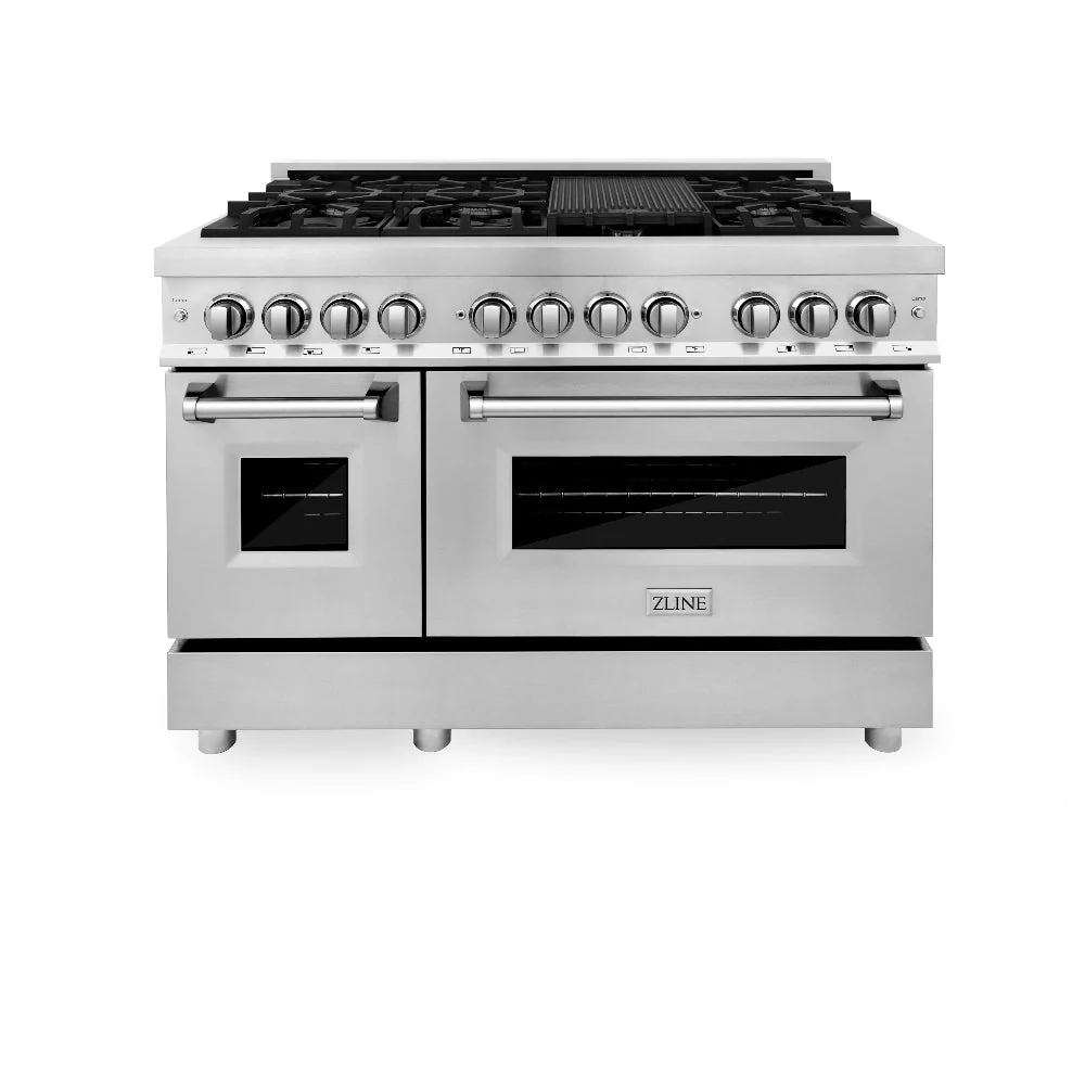 ZLINE Kitchen Package with 36 in. French Door Refrigerator, 48 in. Dual Fuel Range, 48 in. Range Hood, 24 in. Microwave Drawer, 24 in. Tall Tub Dishwasher and 24 in. Wine Cooler in Stainless Steel (6KPR-RARH48-MWDWV-RWV) - Image 7