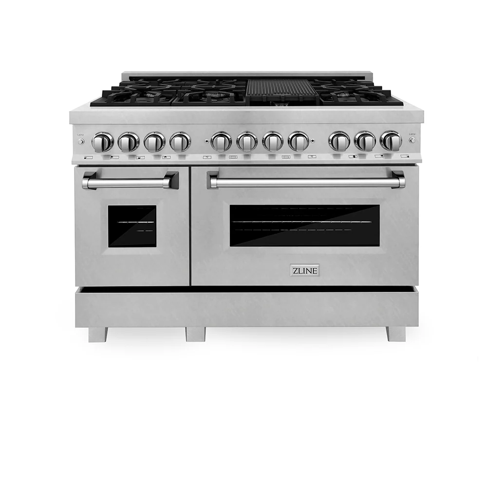 ZLINE 48 in. 6.0 cu. ft. Legacy Dual Fuel Range with 7 Burner Gas Cooktop and 2 Electric Ovens in Satin Stainless Steel (RAS-SN-48) - Image 3