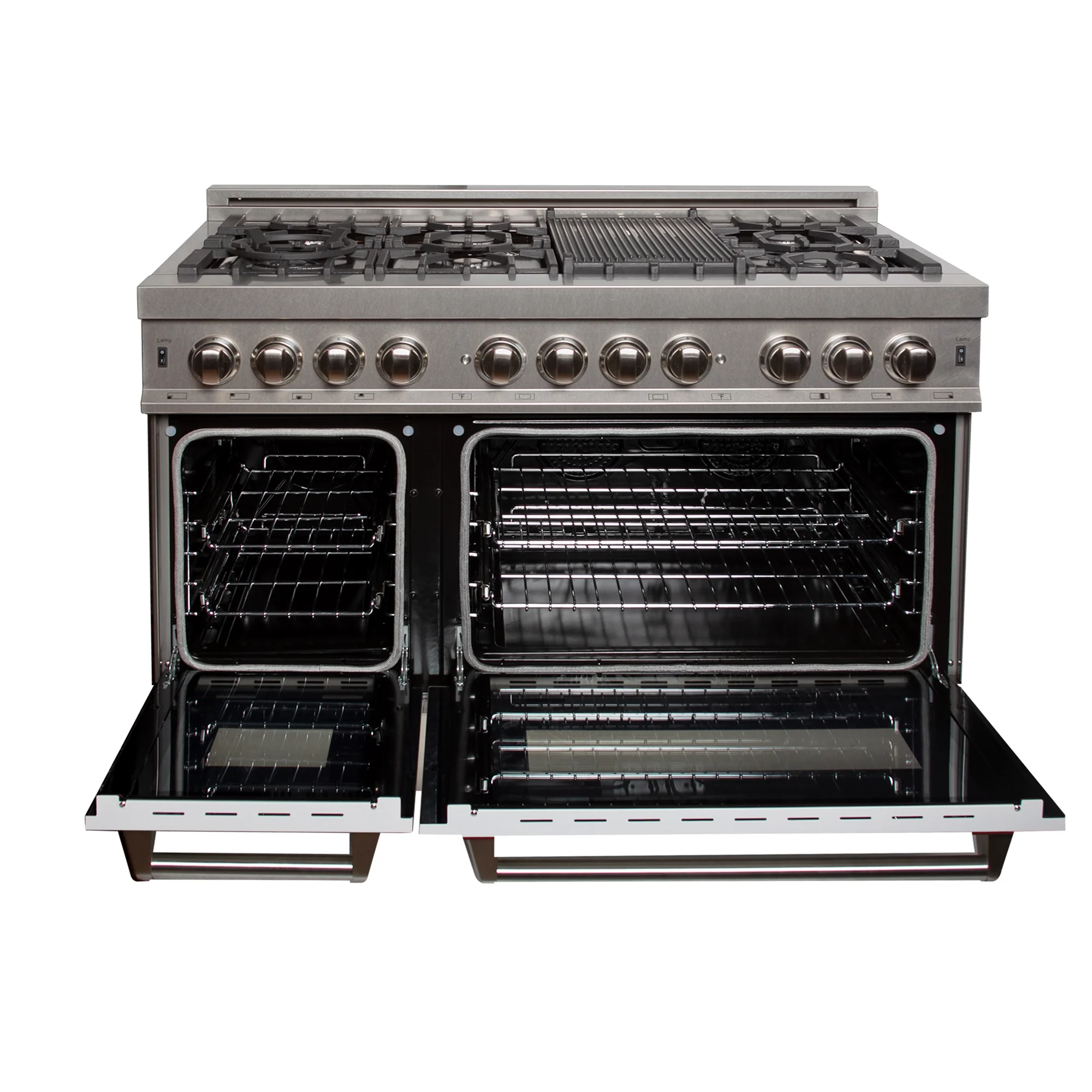 ZLINE 48 in. 6.0 cu. ft. Legacy Dual Fuel Range with 7 Burner Gas Cooktop and 2 Electric Ovens in Satin Stainless Steel and White Matte Doors (RAS-WM-48) - Image 4