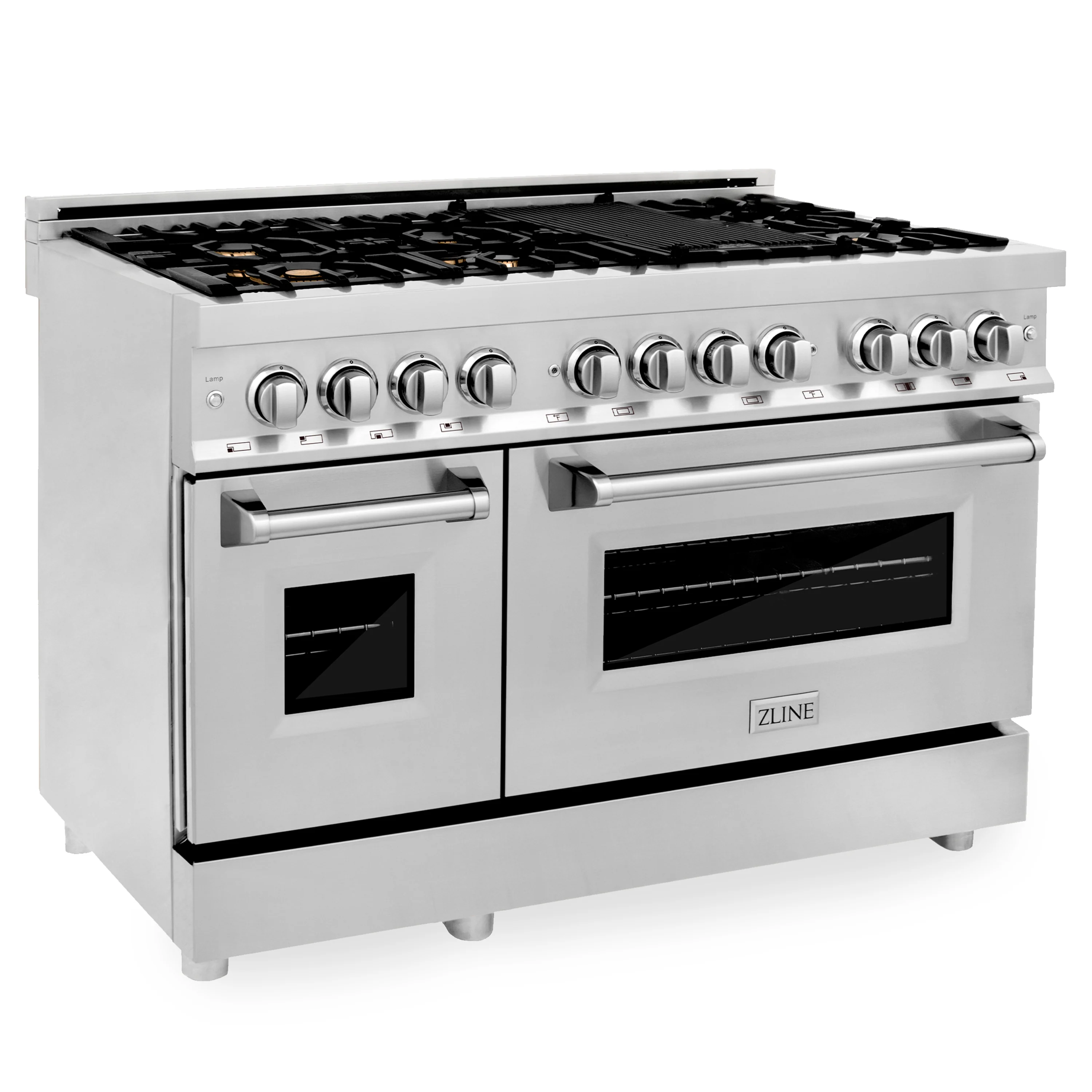 ZLINE 48 in. 6.0 cu. ft. Legacy Dual Fuel Range with Gas Cooktop and 2 Electric Ovens in Stainless Steel with 6 Brass Burners (RA-BR-48) - Image 5