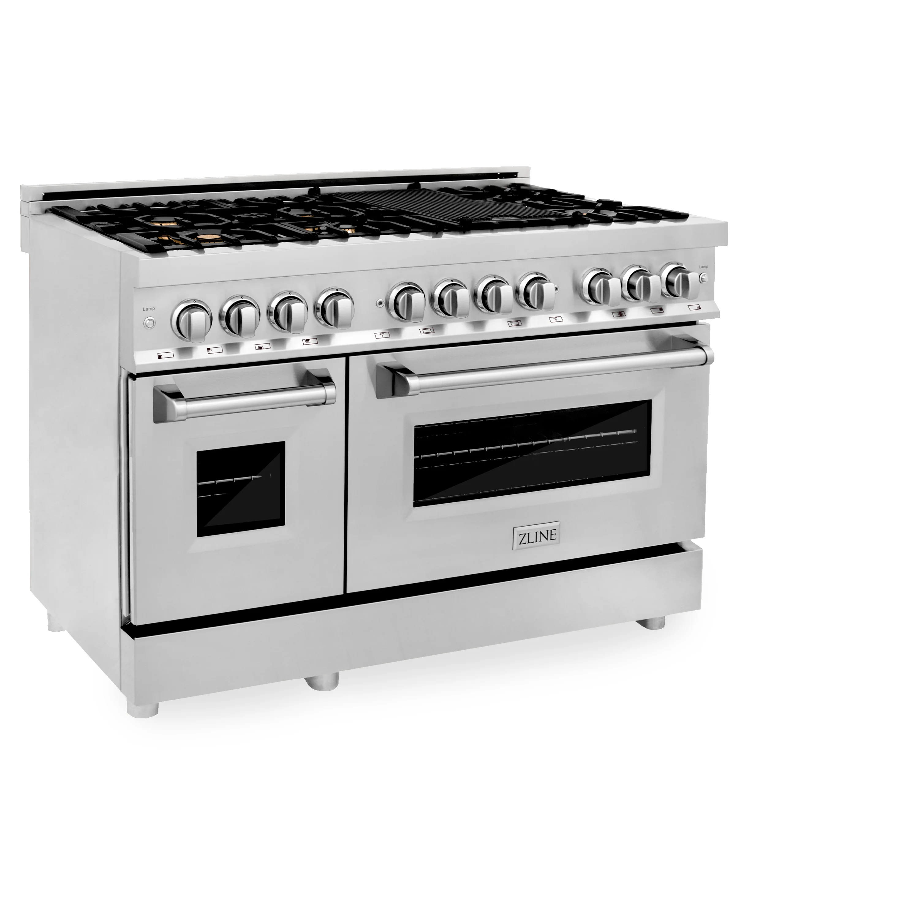 ZLINE 48 in. 6.0 cu. ft. Legacy Dual Fuel Range with Gas Cooktop and 2 Electric Ovens in Stainless Steel with 6 Brass Burners (RA-BR-48) - Image 6