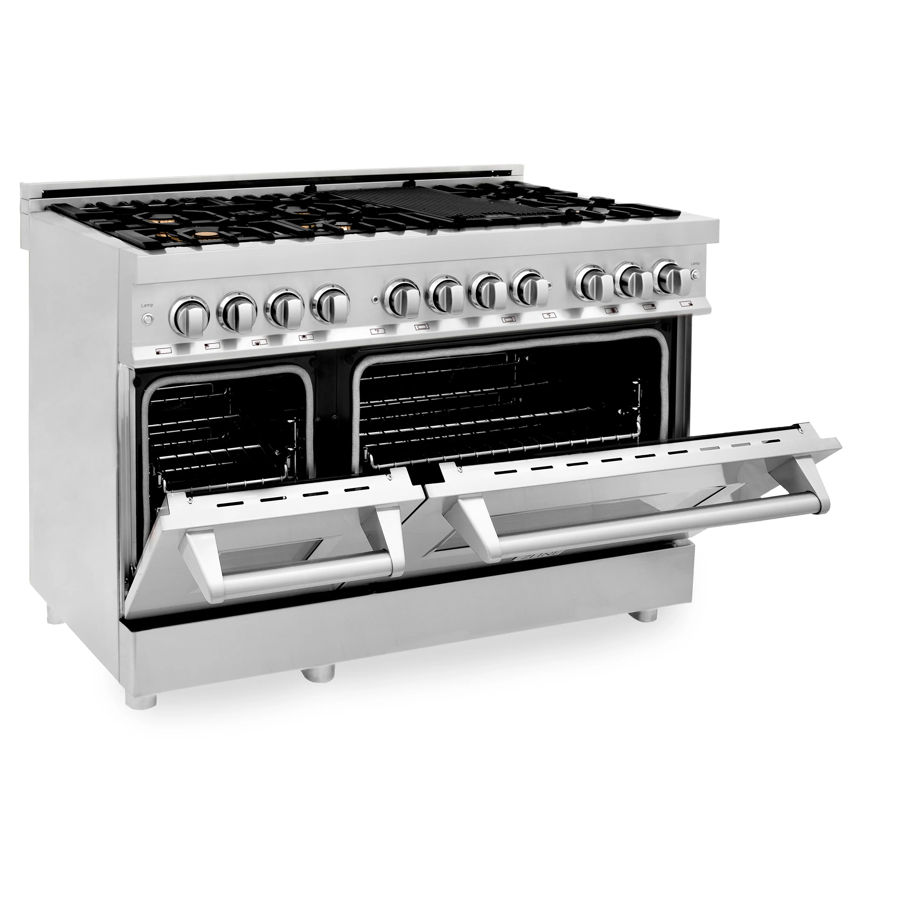 ZLINE 48 in. 6.0 cu. ft. Legacy Dual Fuel Range with Gas Cooktop and 2 Electric Ovens in Stainless Steel with 6 Brass Burners (RA-BR-48) - Image 7