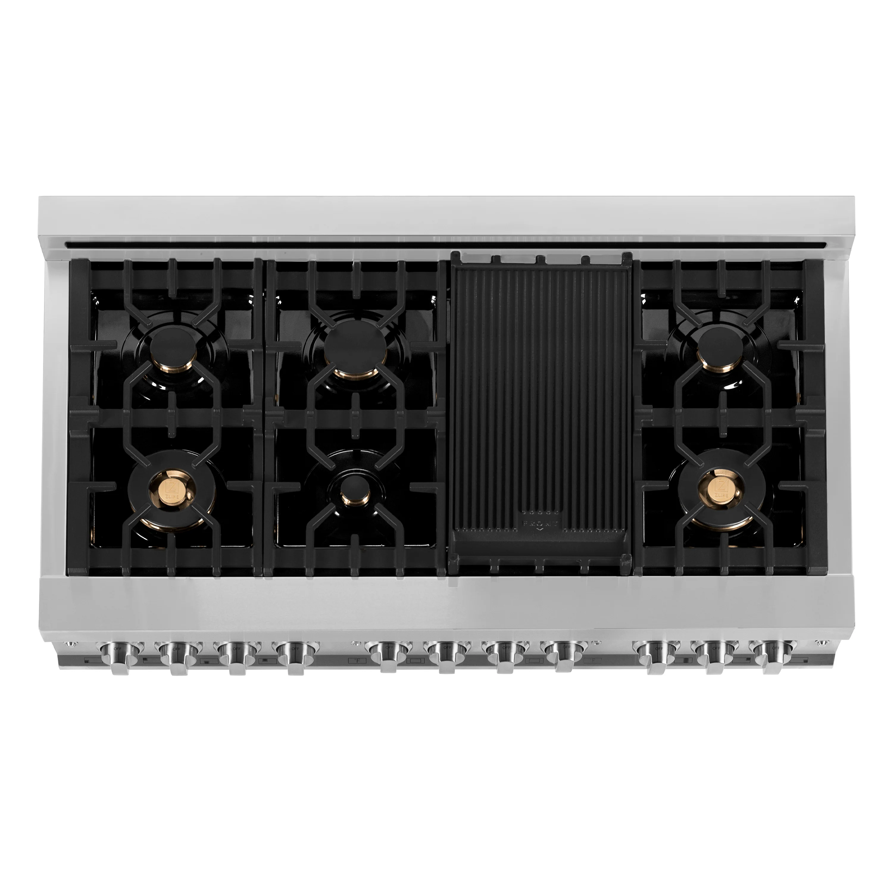 ZLINE 48 in. 6.0 cu. ft. Legacy Dual Fuel Range with Gas Cooktop and 2 Electric Ovens in Stainless Steel with 6 Brass Burners (RA-BR-48) - Image 9