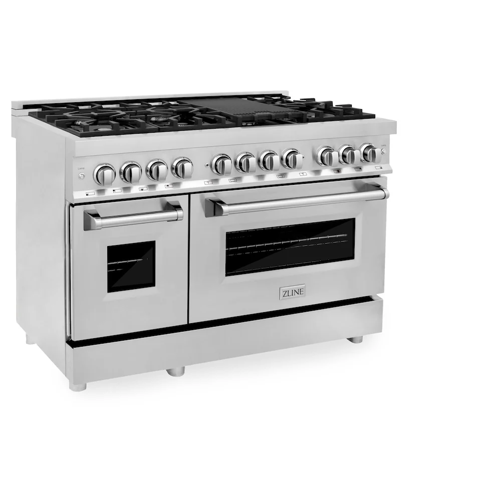 ZLINE 48 in. 6.0 cu. ft. Legacy Dual Fuel Range with 7 Burner Gas Cooktop and 2 Electric Ovens in Stainless Steel (RA48) - Image 7