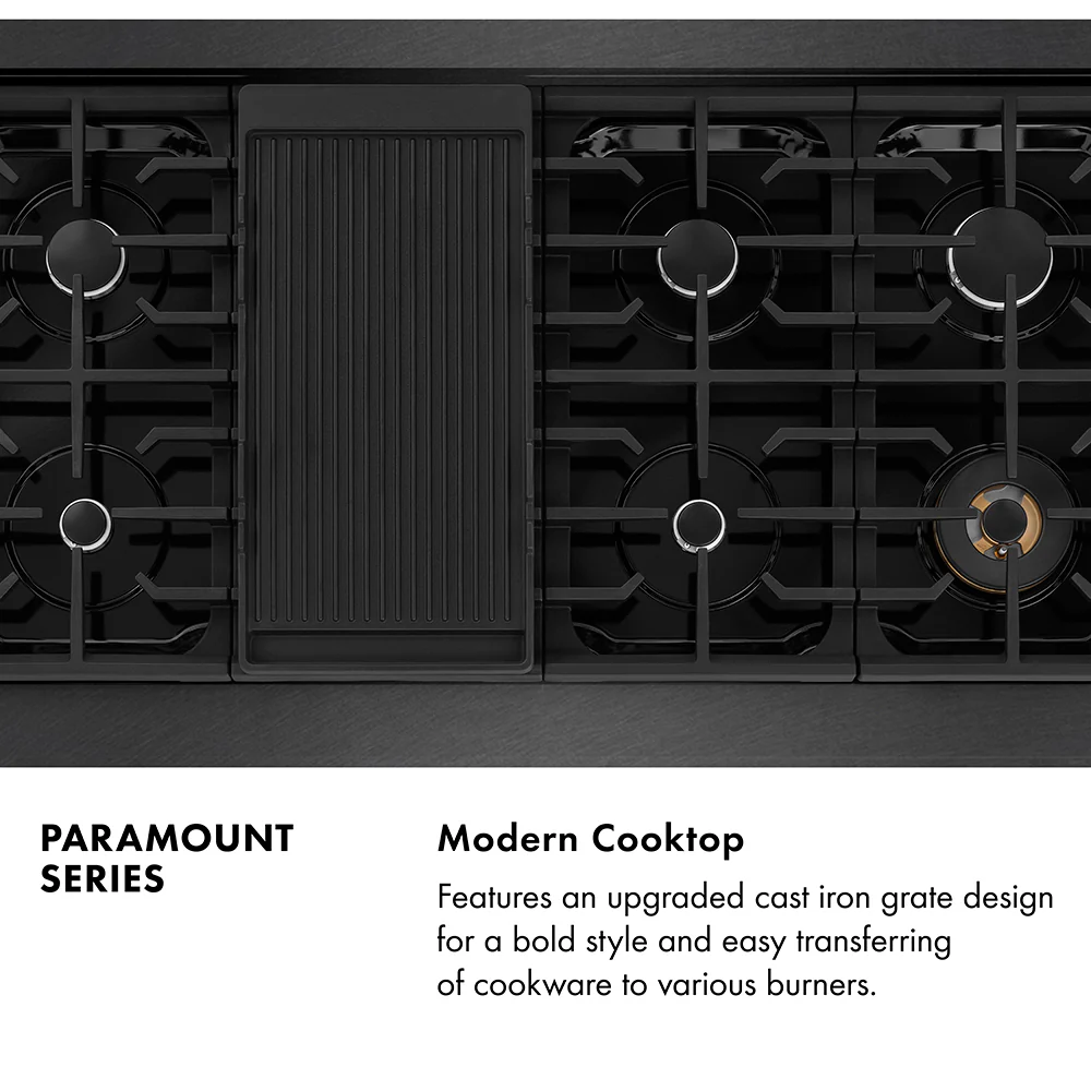 ZLINE 48 in. 6.7 cu. ft. Paramount Double Oven Dual Fuel Range with 8 Burner Gas Cooktop in Black Satin Stainless Steel (SDRBS-48) - Image 12