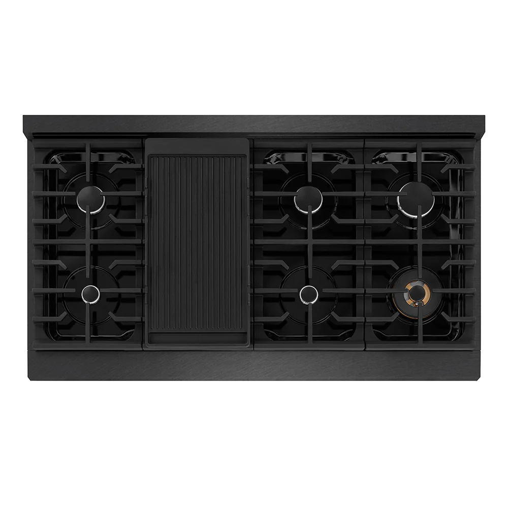 ZLINE 48 in. 6.7 cu. ft. Paramount Double Oven Dual Fuel Range with 8 Burner Gas Cooktop in Black Satin Stainless Steel (SDRBS-48) - Image 3
