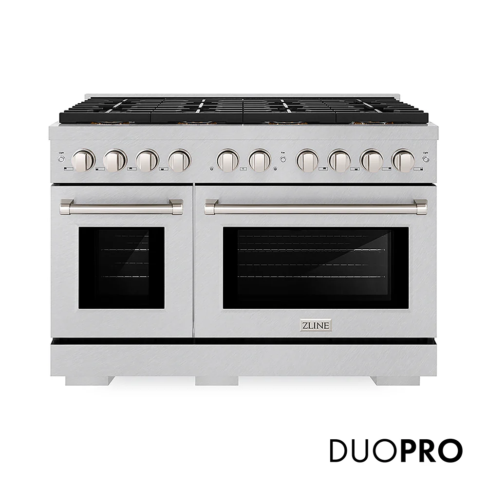 ZLINE 48 in. 6.7 cu. ft. Paramount Dual Fuel Range with 8 Burner DuoPro™ Cooktop and Dual Ovens in Satin Stainless Steel (PSDRS-48)