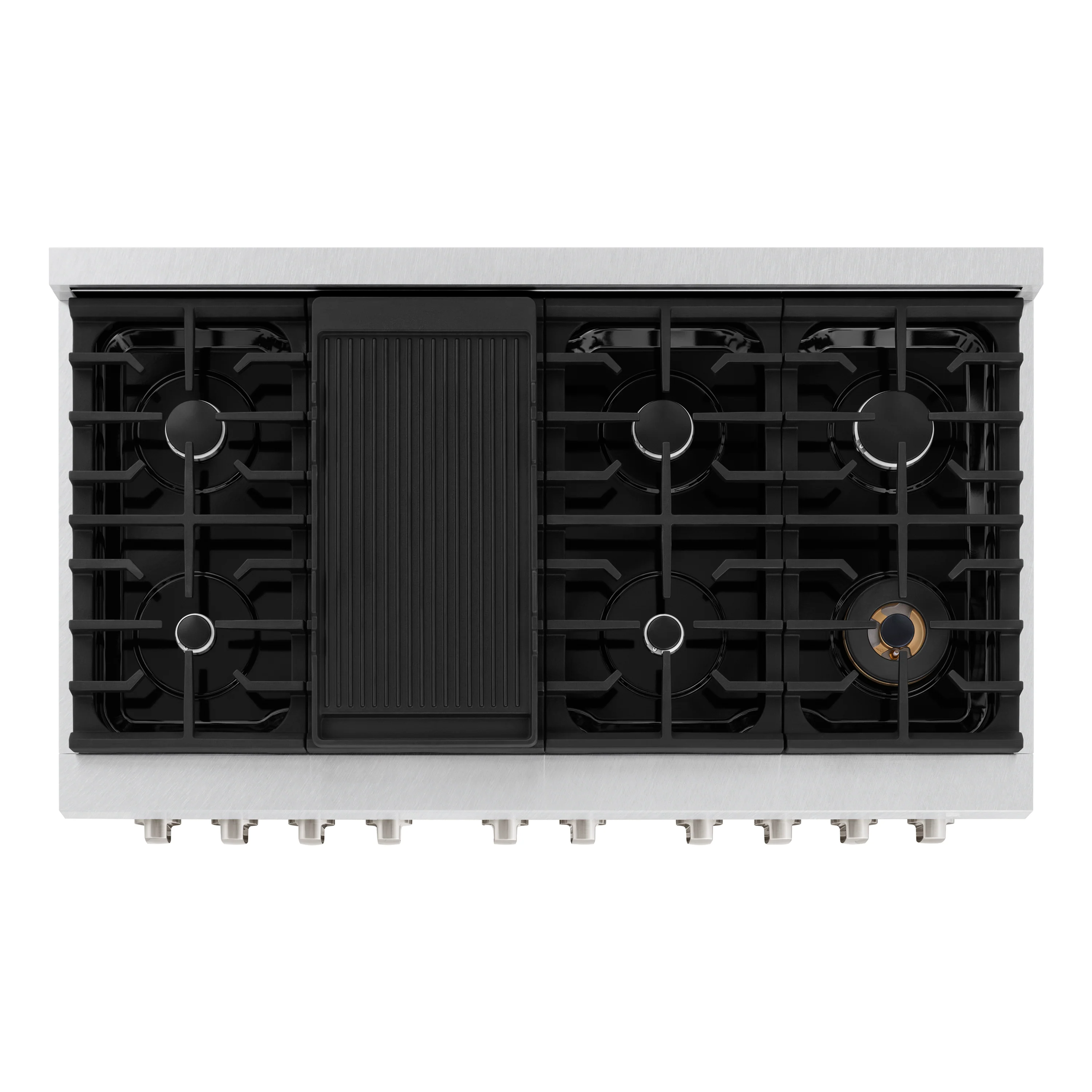 ZLINE 48 in. 6.7 cu. ft. Paramount Double Oven Dual Fuel Range with 8 Burner Gas Cooktop in Satin Stainless Steel with Black Matte Doors (SDRS-BLM-48) - Image 10