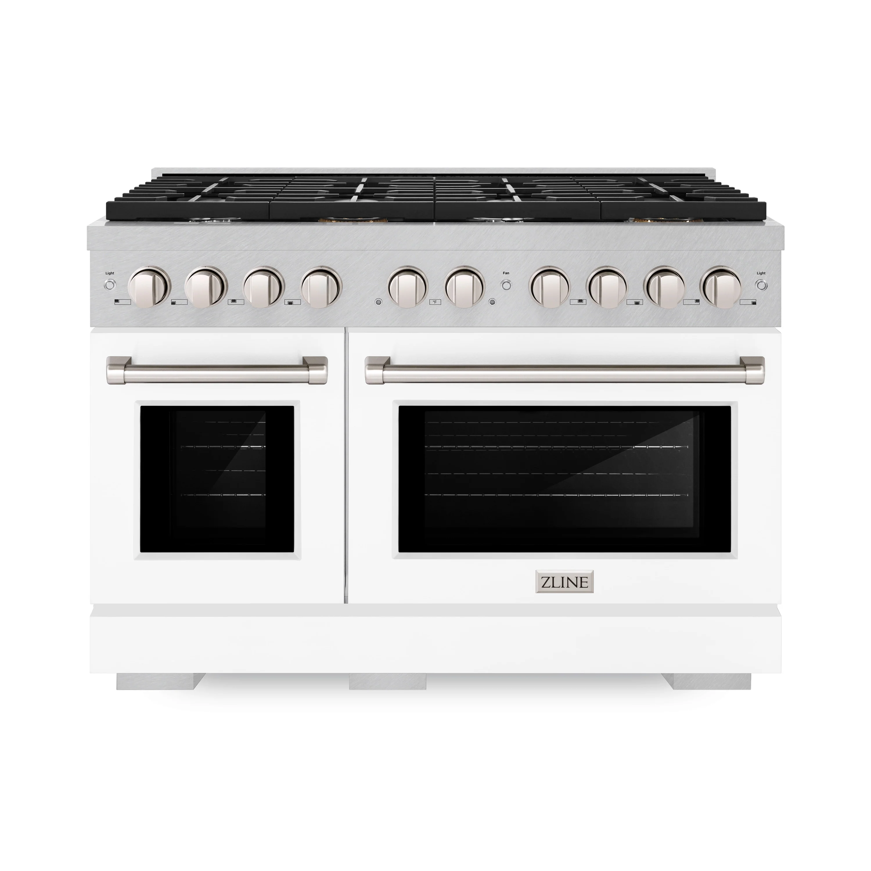 ZLINE 48 in. 6.7 cu. ft. Paramount Double Oven Dual Fuel Range with 8 Burner Gas Cooktop in Satin Stainless Steel with White Matte Doors (SDRS-WM-48) - Image 5