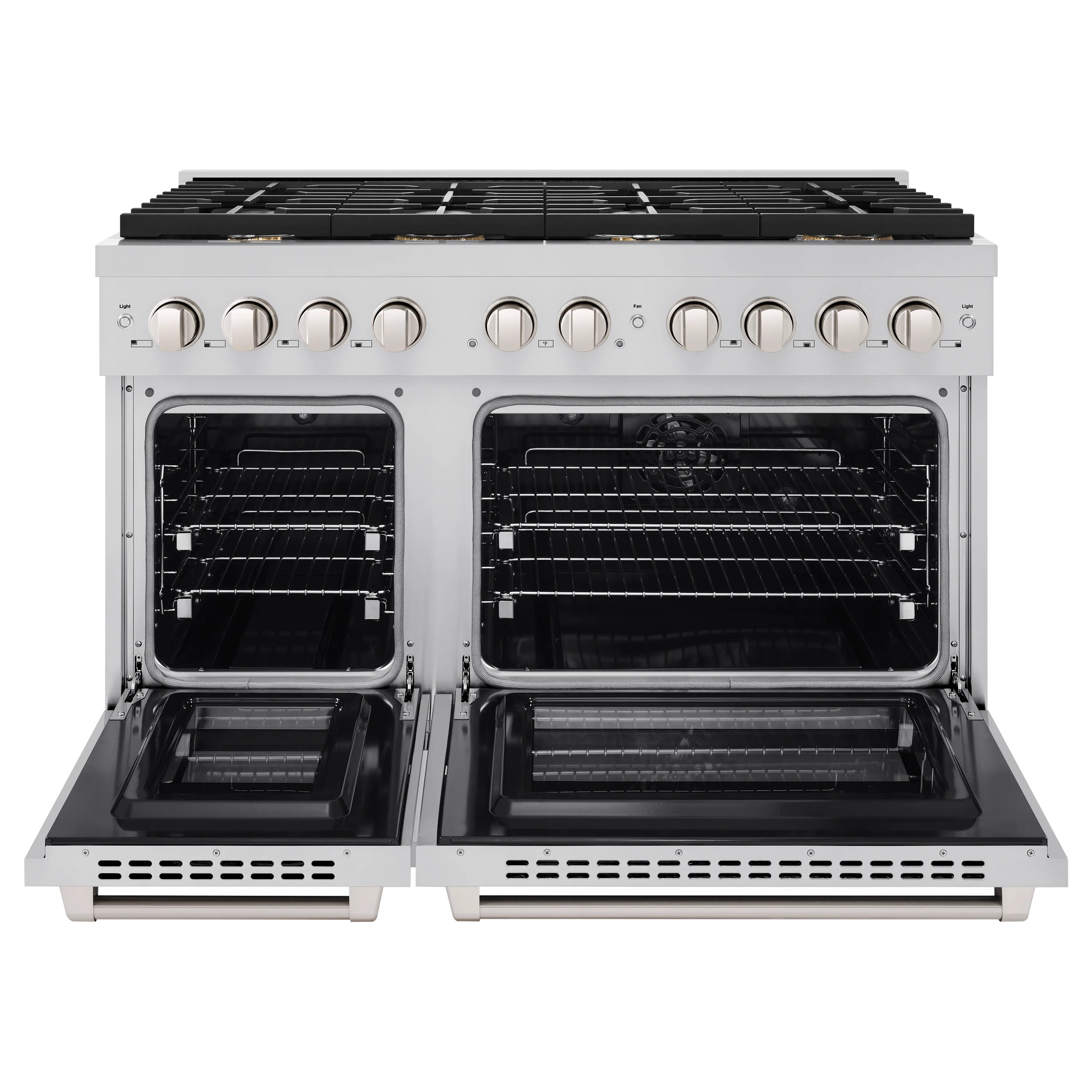 ZLINE 48 in. 6.7 cu. ft. Paramount Double Oven Dual Fuel Range in Stainless Steel with 8 Brass Burners (SDR-BR-48) - Image 3