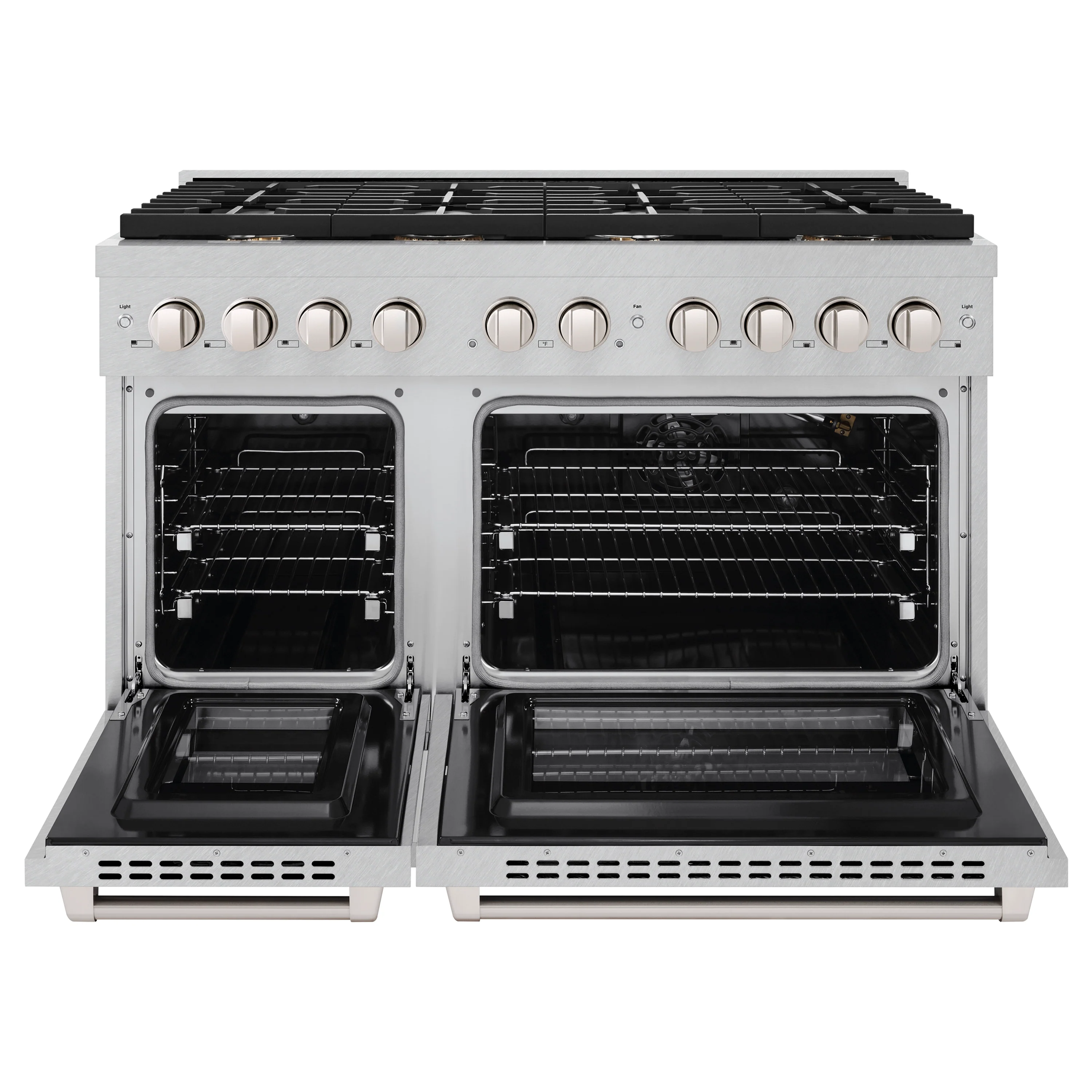 ZLINE 48 in. 6.7 cu. ft. Paramount Double Oven Gas Range in Satin Stainless Steel with 8 Brass Burners (SGRS-BR-48) - Image 6