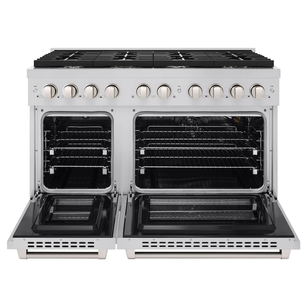 ZLINE 48 in. 6.7 cu. ft. Paramount Double Oven Gas Range with 8 Burner Cooktop in Stainless Steel (SGR48) - Image 5