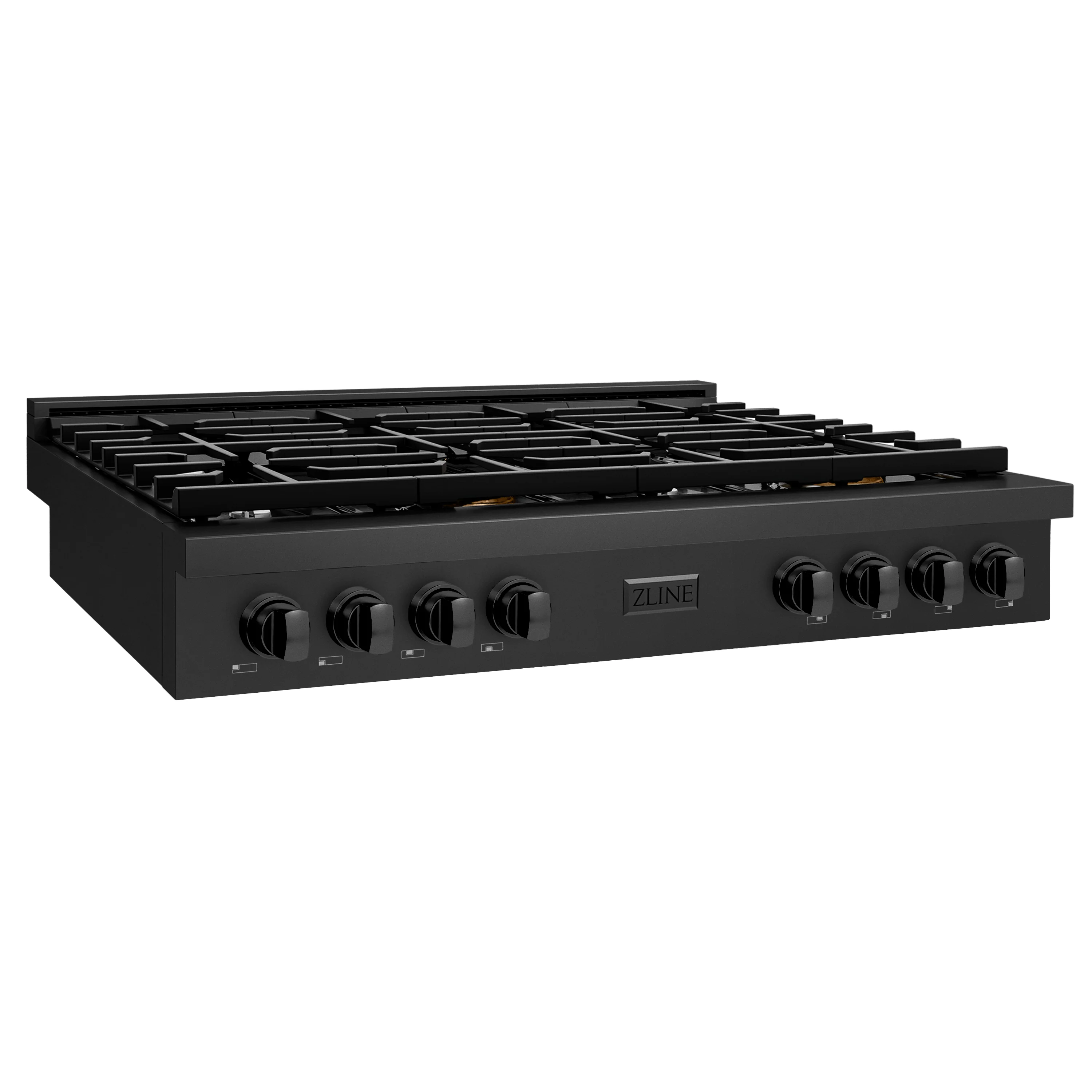 ZLINE 48 in. Paramount Gas Rangetop with 8 Burners and Porcelain Cooktop in Black Stainless Steel (SRTB-48) - Image 2