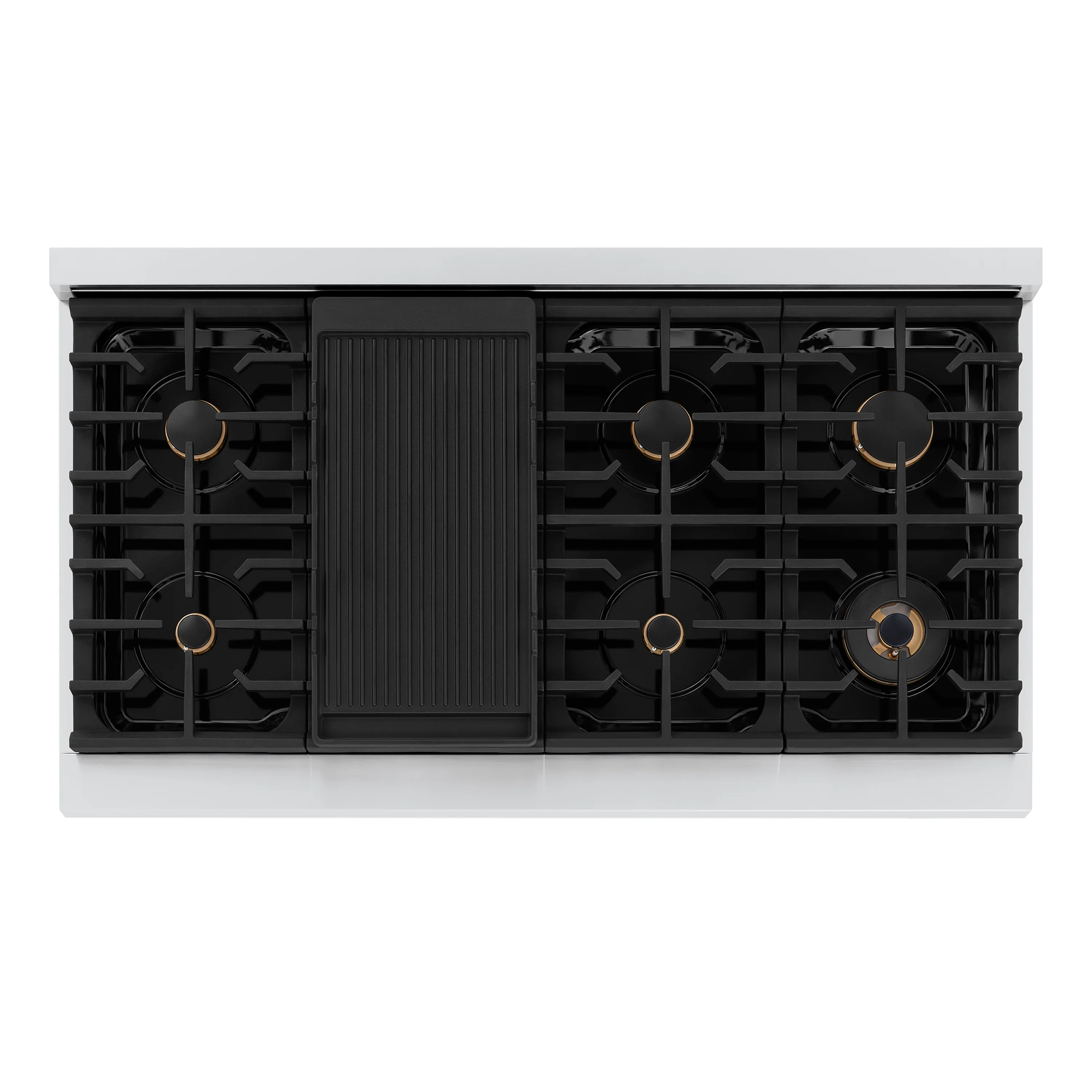 ZLINE 48 in. Paramount Gas Rangetop with 8 Brass Burners and Porcelain Cooktop in Stainless Steel (SRT-BR-48) - Image 3