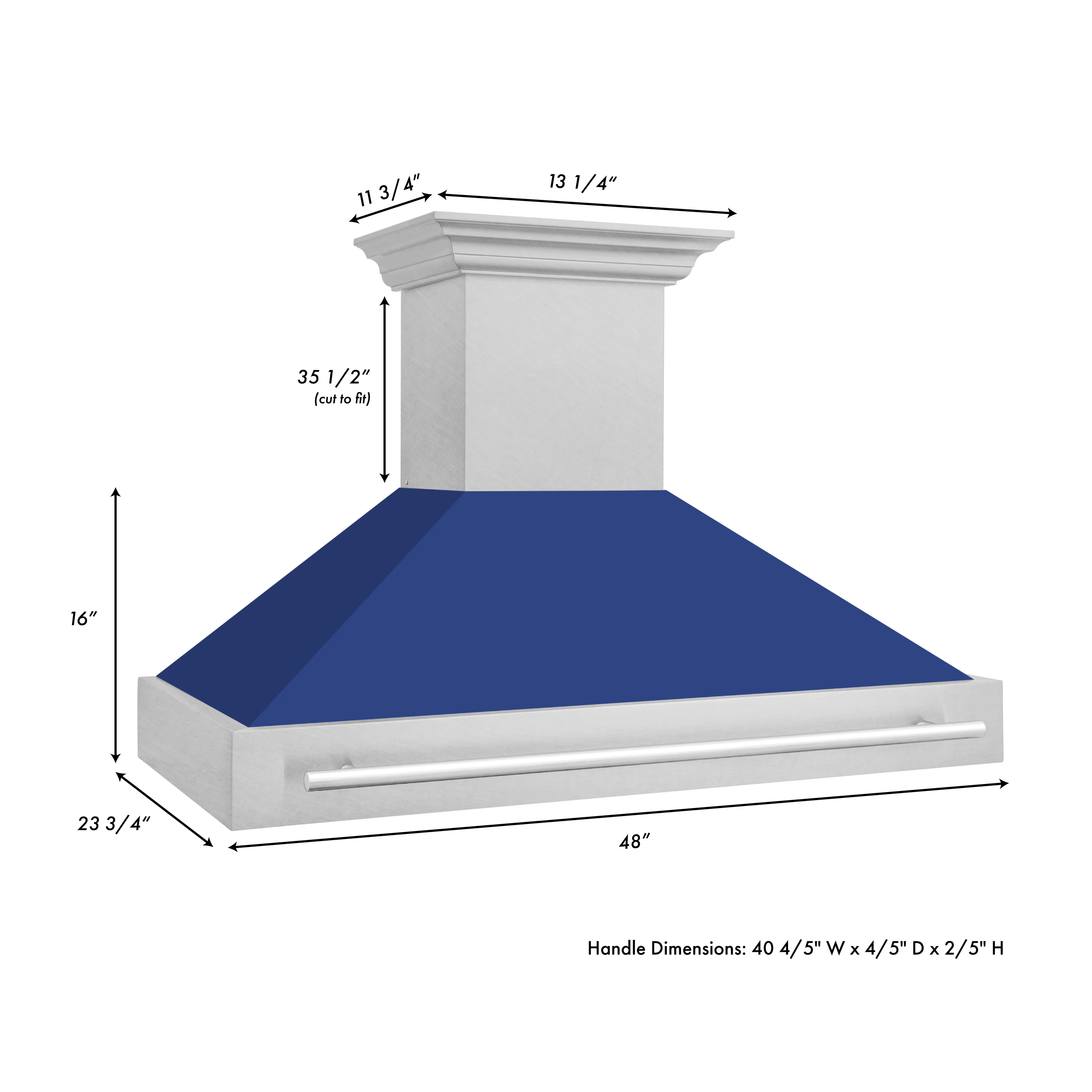 ZLINE 48" Fingerprint Resistant Stainless Steel Range Hood with Blue Matte Shell (8654SNX-BM48) - Image 7