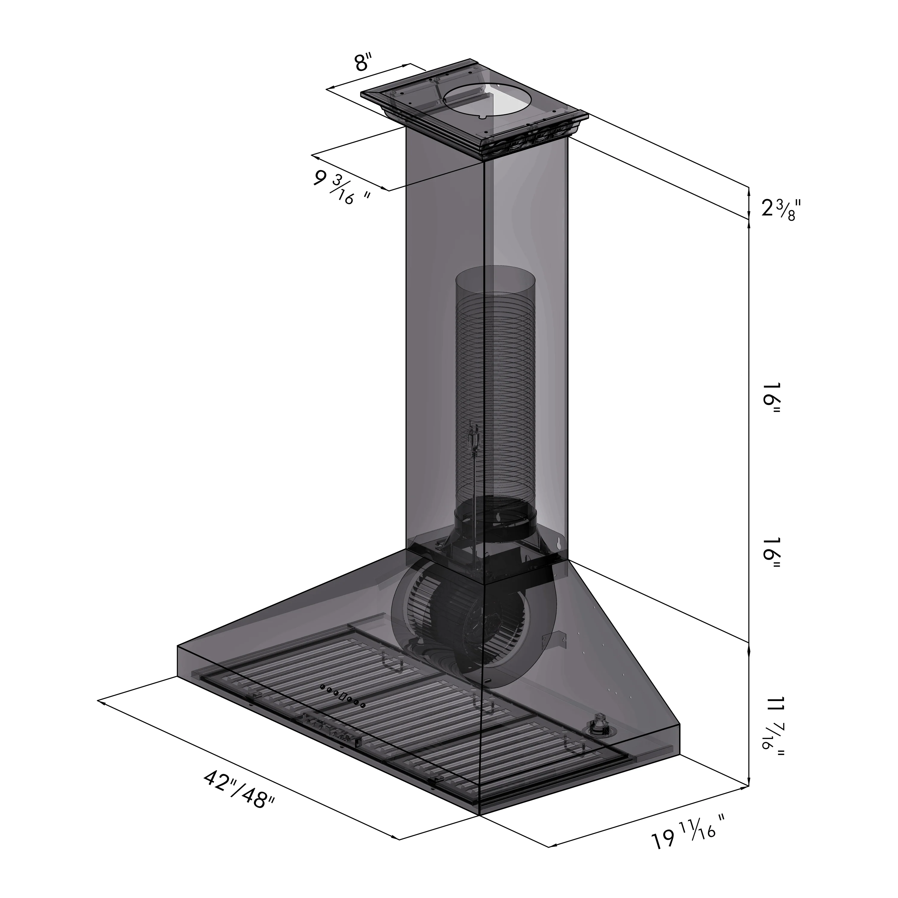 ZLINE 48" Convertible Vent Convertible Vent Wall Mount Range Hood in Stainless Steel with Crown Molding (KL3CRN-48) - Image 2