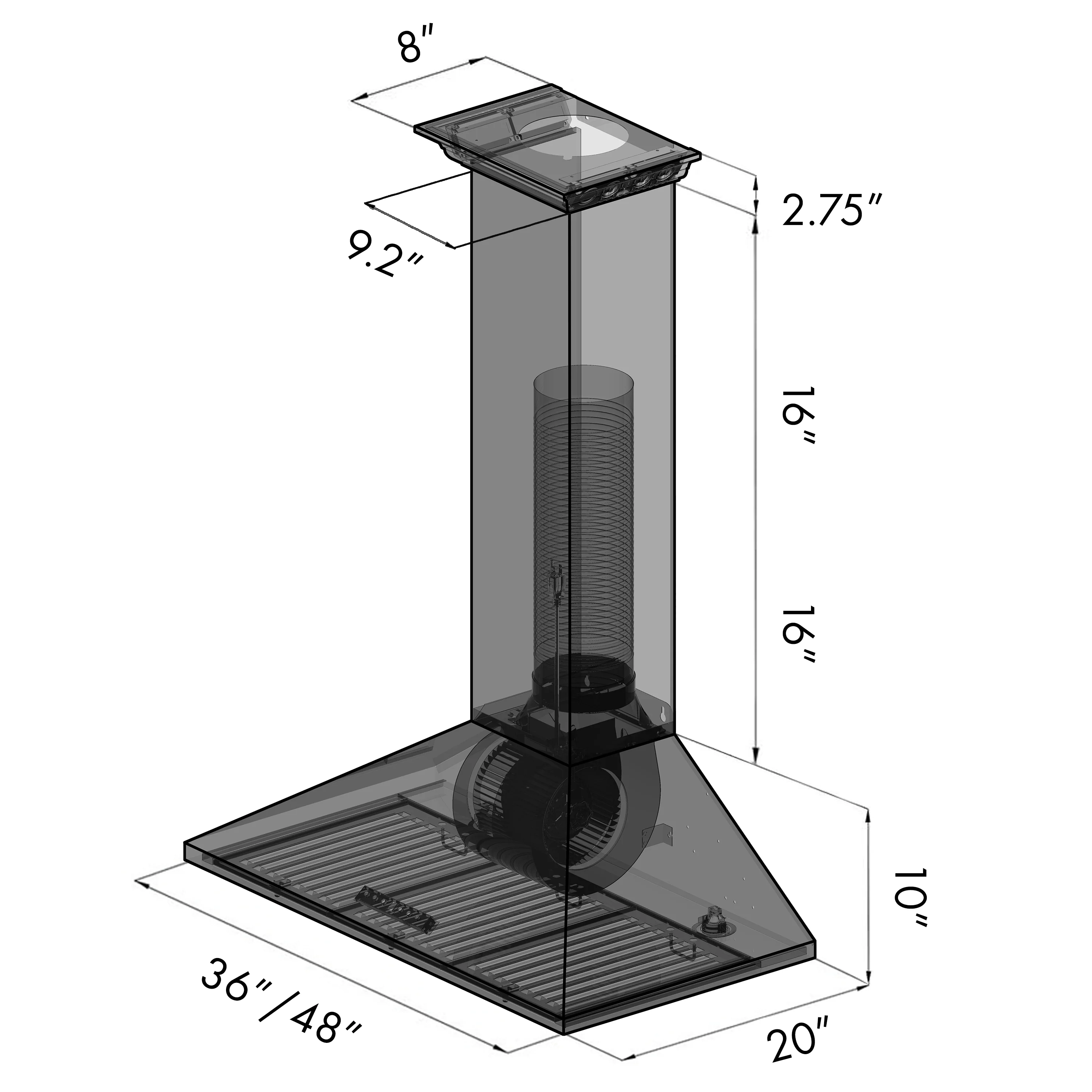 48" ZLINE CrownSound™Ducted Vent Wall Mount Range Hood in Stainless Steel with Built-in Bluetooth Speakers (KL2CRN-BT-48) - Image 15