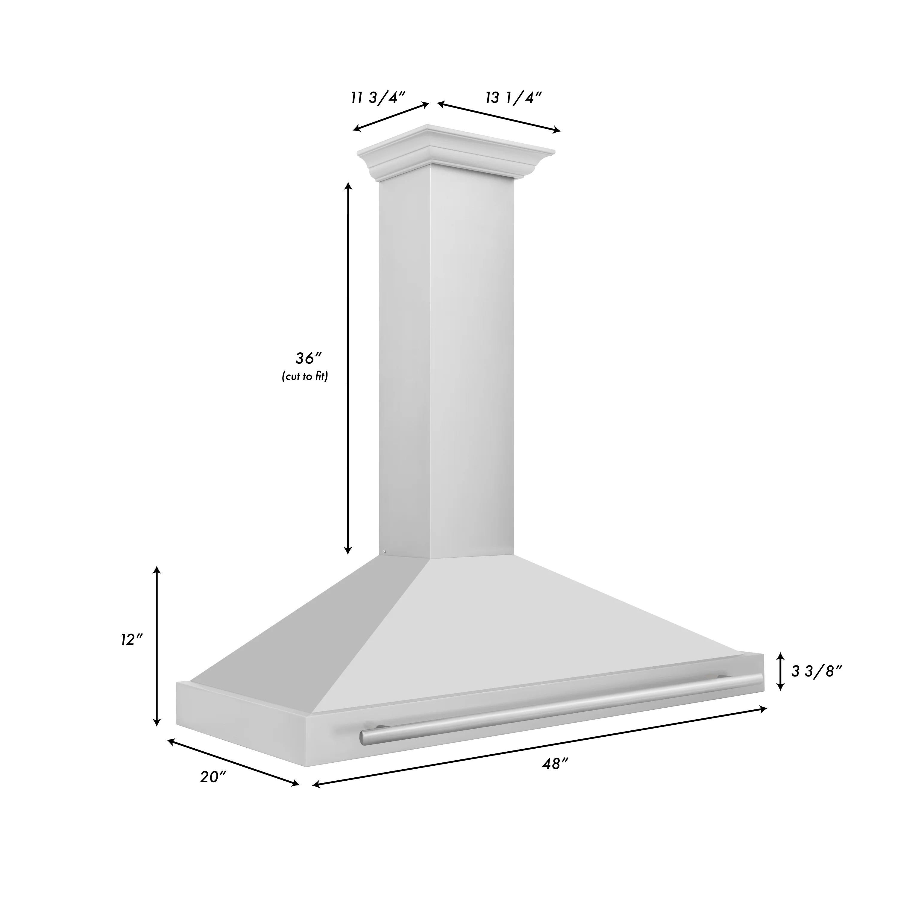 ZLINE 48 in. Convertible Stainless Steel Range Hood with Stainless Steel Handle (KB4STX-48) - Image 7