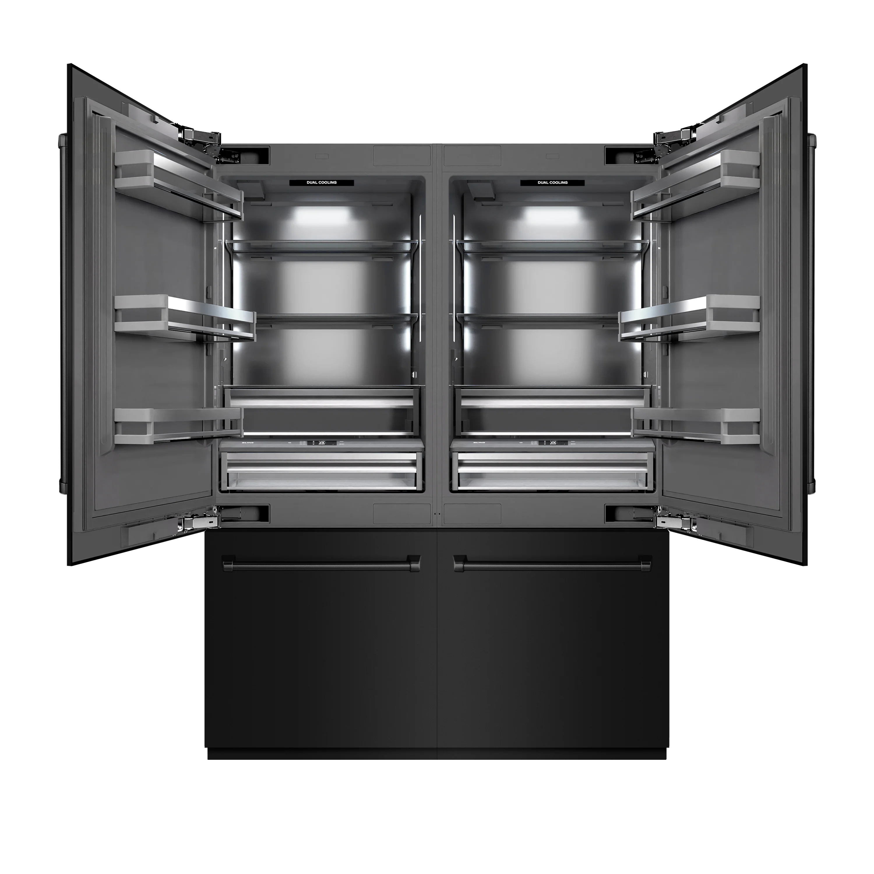 ZLINE 60 in. 32.2 cu. ft. French Door Built-In Bottom Freezer Refrigerator with Water Dispensers and Ice Makers in Black Stainless Steel with Graphite Gray Interior (GRBIV-BS-60) - Image 3