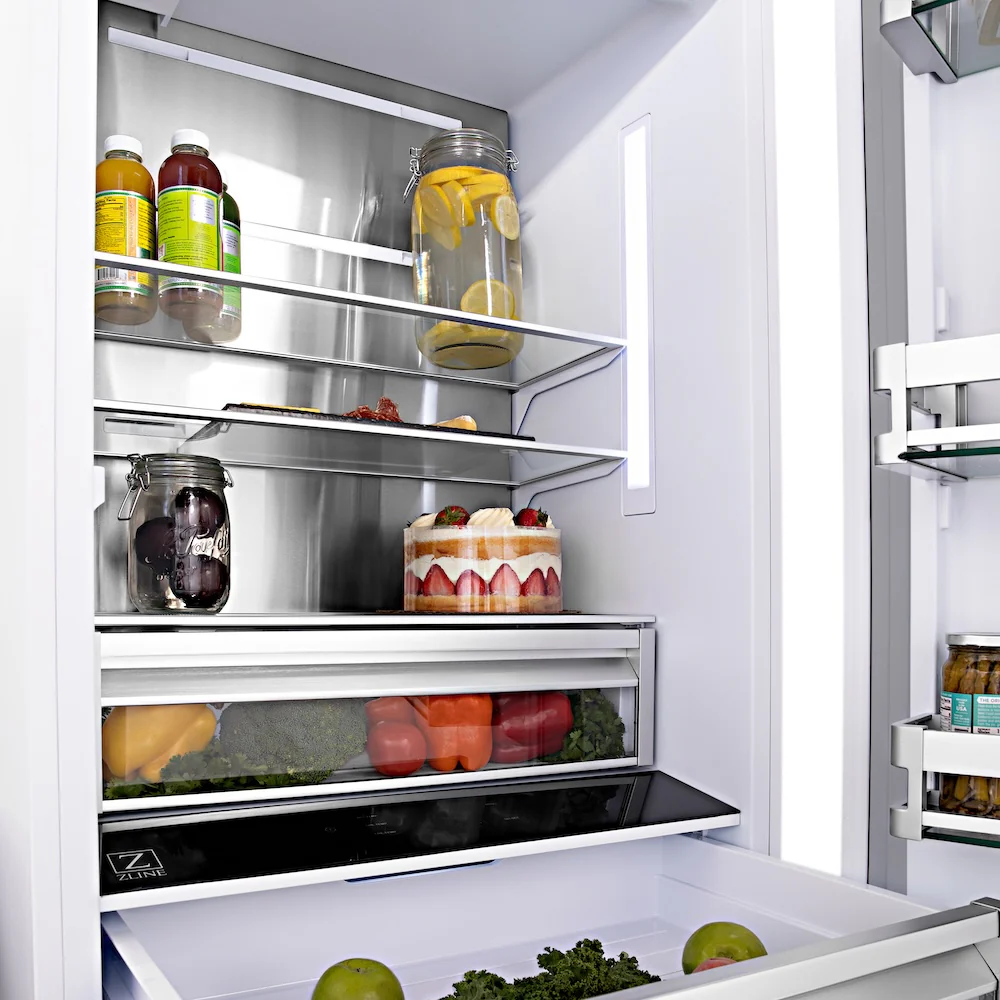 ZLINE 60 in. 32.2 cu. ft. Panel Ready French Door Built-In Bottom Freezer Refrigerator with Water Dispensers and Ice Makers (RBIV-60) - Image 15