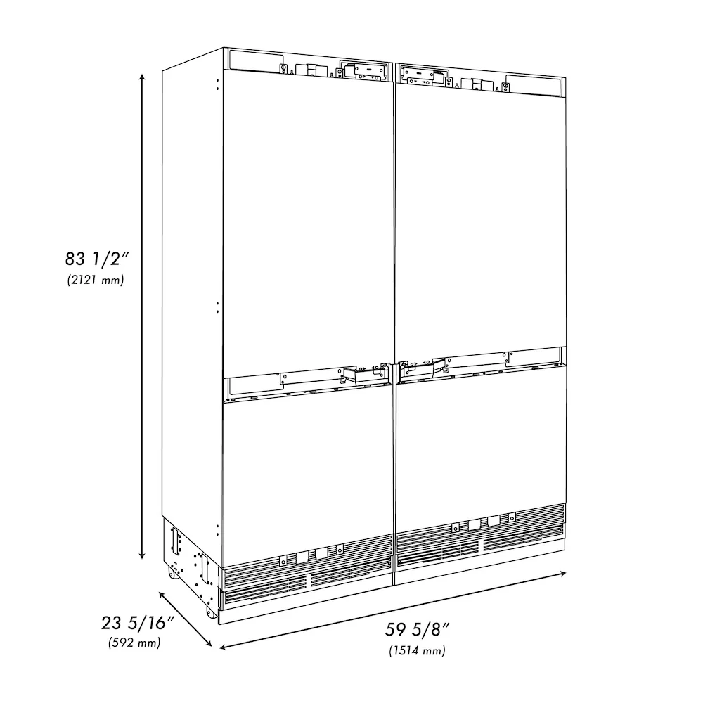 ZLINE 60 in. 32.2 cu. ft. Panel Ready French Door Built-In Bottom Freezer Refrigerator with Water Dispensers and Ice Makers (RBIV-60) - Image 23