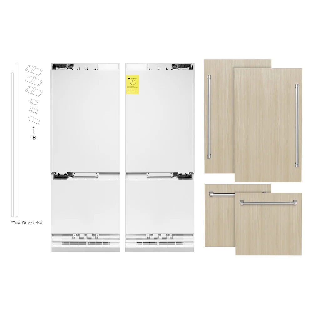 ZLINE 60 in. 32.2 cu. ft. Panel Ready French Door Built-In Bottom Freezer Refrigerator with Water Dispensers and Ice Makers (RBIV-60) - Image 8
