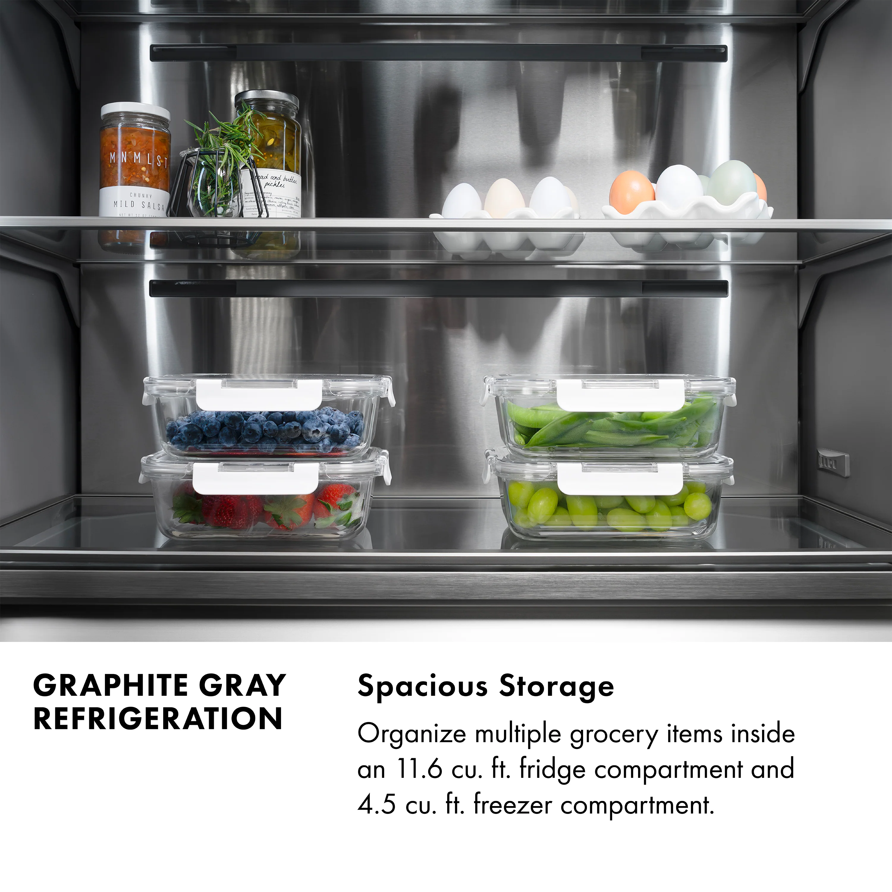 ZLINE 60 in. 32.2 cu. ft. French Door Built-In Bottom Freezer Refrigerator with Water Dispensers and Ice Makers in Stainless Steel with Graphite Gray Interior (GRBIV-304-60) - Image 17