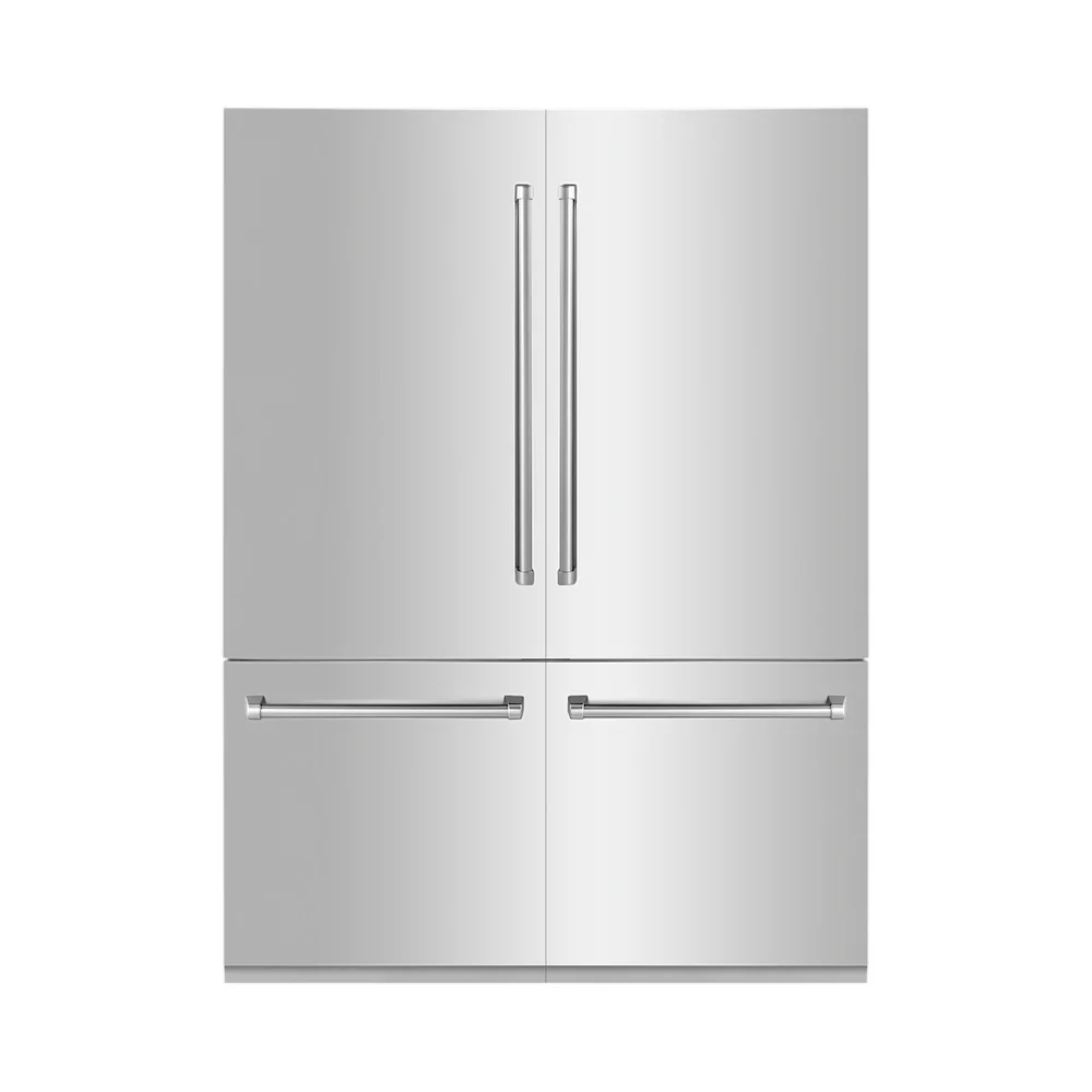 ZLINE 60 in. 32.2 cu. ft. French Door Built-In Bottom Freezer Refrigerator with Water Dispensers and Ice Makers in Stainless Steel (RBIV-304-60) - Image 4