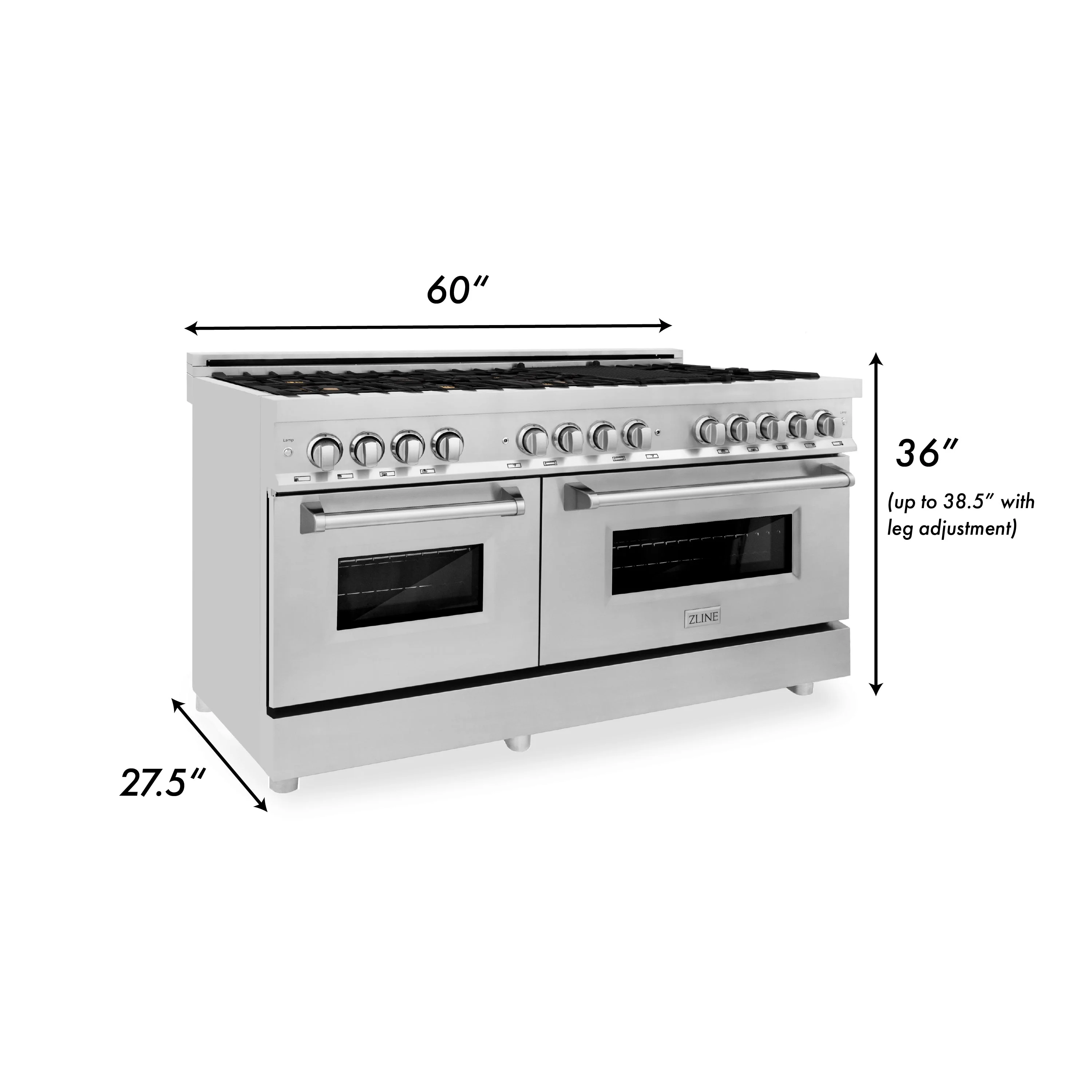 ZLINE 60 in. 7.4 cu. ft. Legacy Dual Fuel Range with 9 Burner Gas Cooktop and 2 Electric Convection Ovens - Image 10