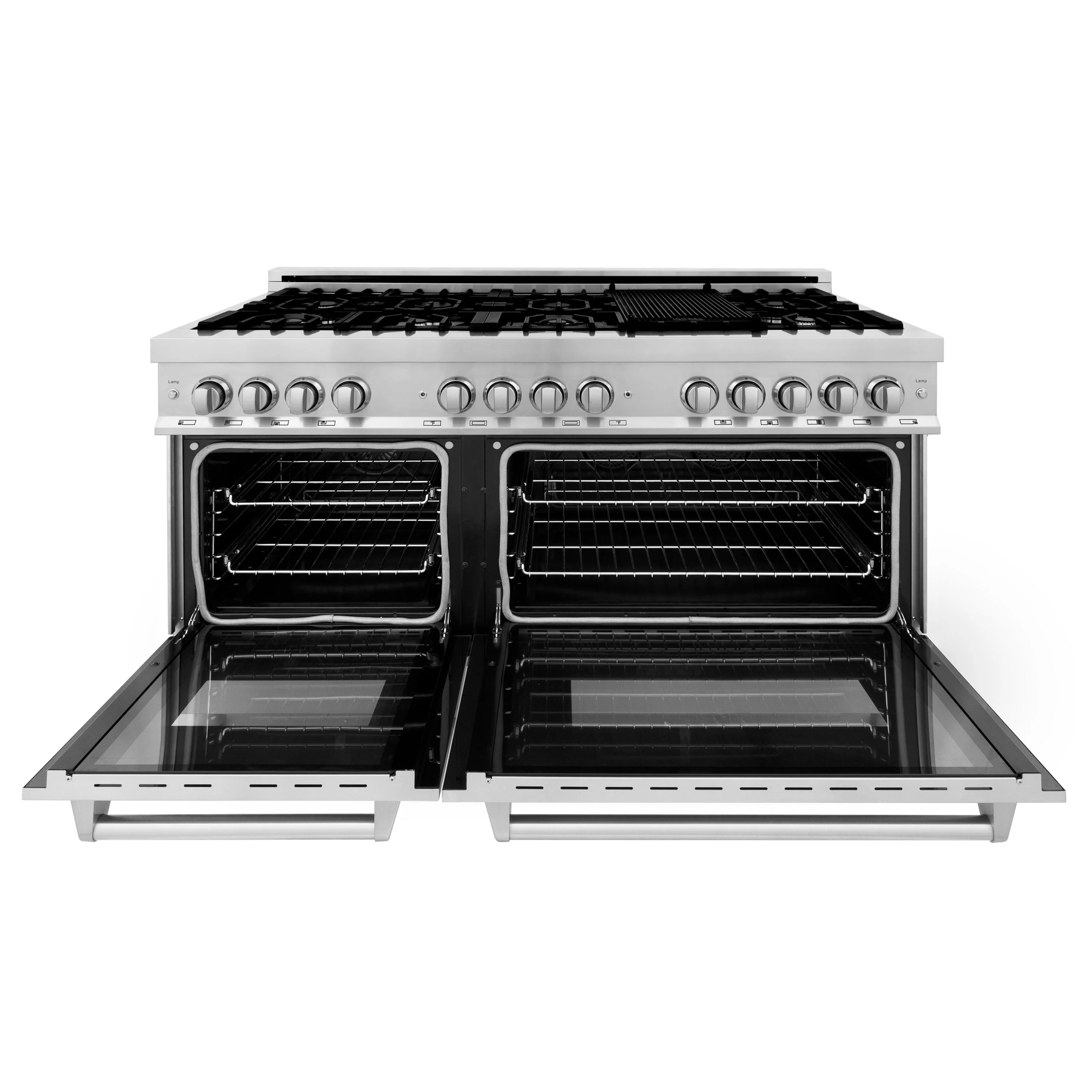 ZLINE 60 in. 7.4 cu. ft. Legacy Dual Fuel Range with 9 Burner Gas Cooktop and 2 Electric Convection Ovens in Stainless Steel with Griddle (RA-GR-60) - Image 3