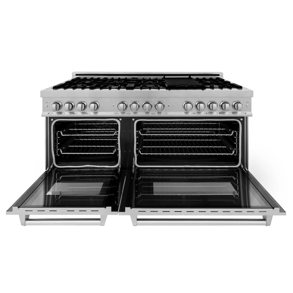 ZLINE 60 in. 7.4 cu. ft. Legacy Dual Fuel Range with 9 Burner Gas Cooktop and 2 Electric Convection Ovens in Satin Stainless Steel, Open Box-Great Condition - Image 6