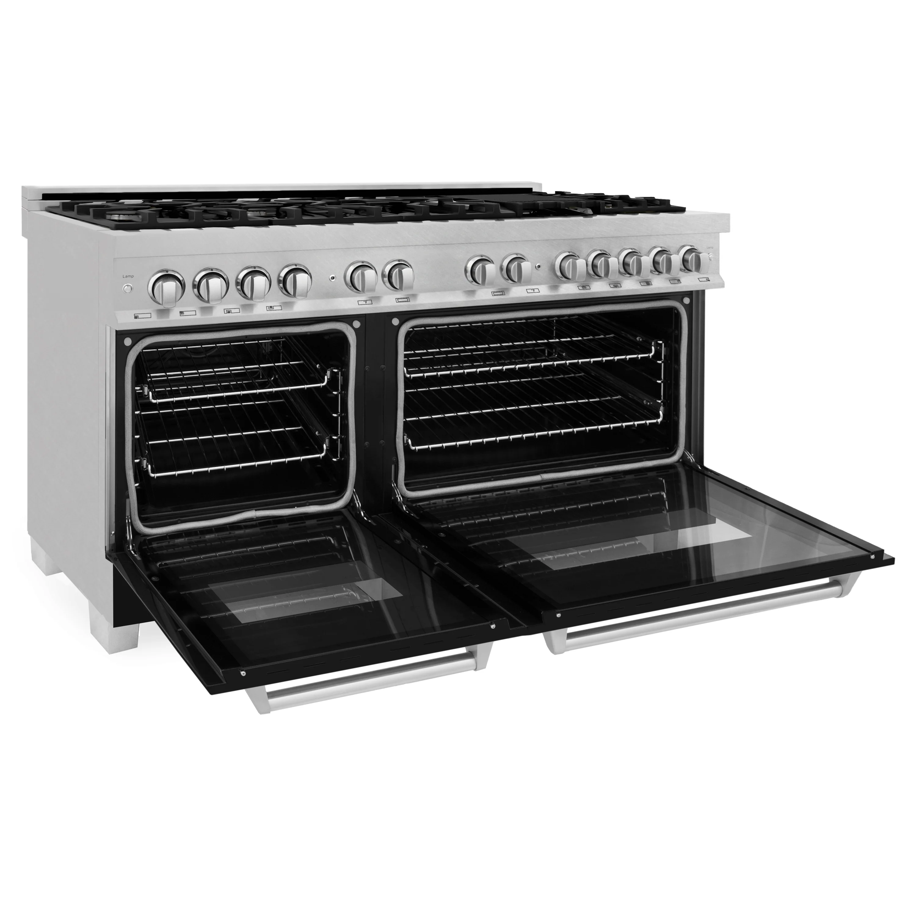 ZLINE 60 in. 7.4 cu. ft. Legacy Dual Fuel Range with 9 Burner Gas Cooktop and 2 Electric Convection Ovens in Satin Stainless Steel and Black Matte Doors (RAS-BLM-60) - Image 11