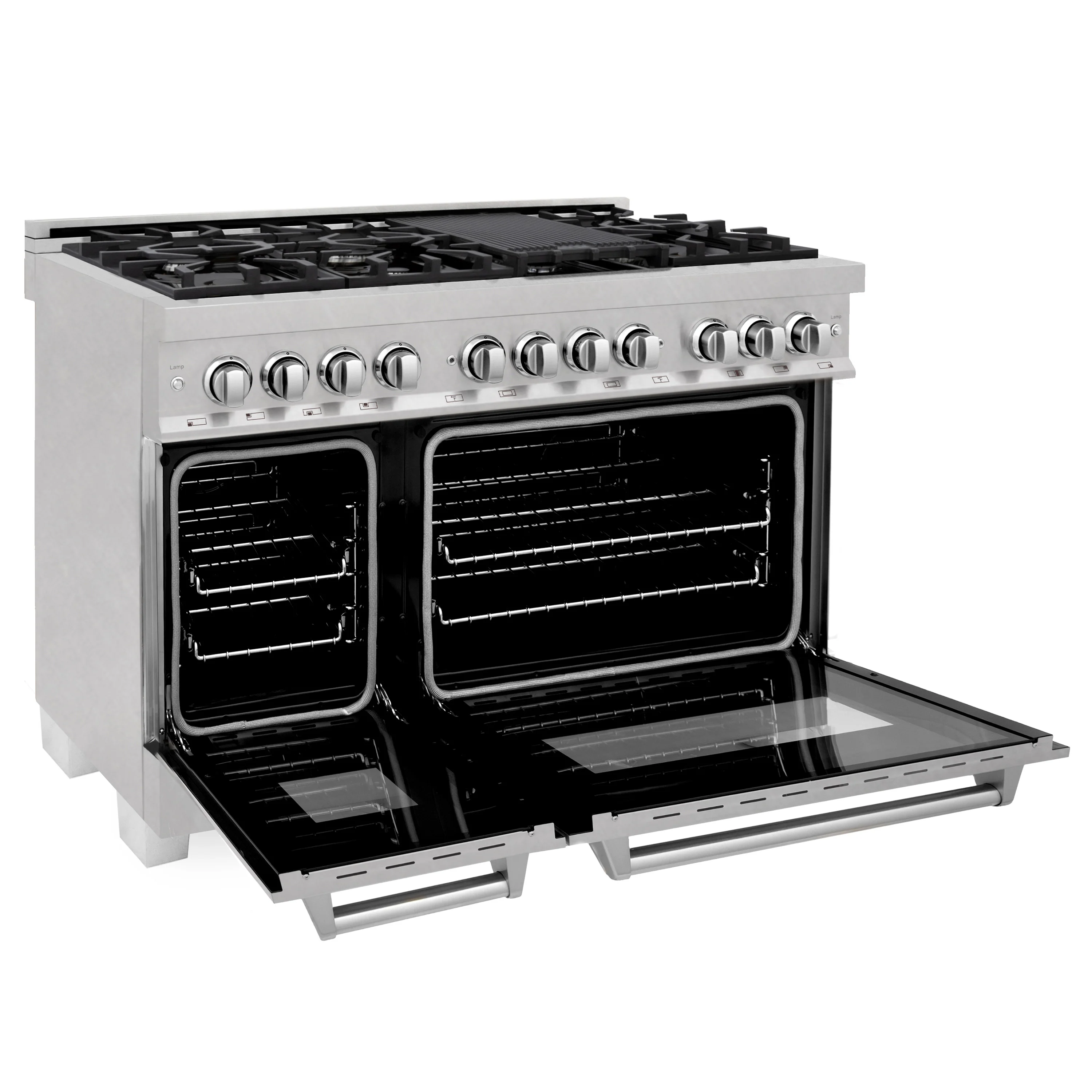 ZLINE 60 in. 7.4 cu. ft. Legacy Dual Fuel Range with 9 Burner Gas Cooktop and 2 Electric Convection Ovens in Satin Stainless Steel (RAS-SN-60) - Image 8