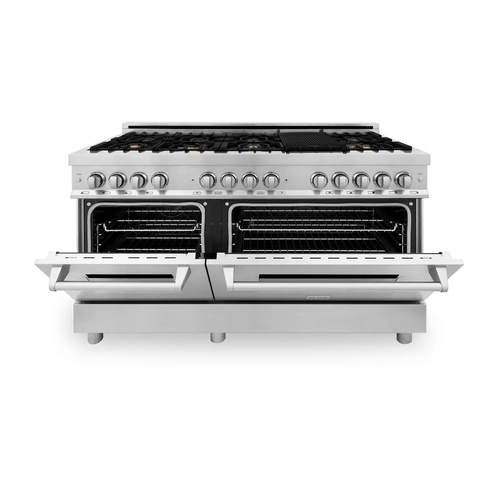 ZLINE 60 in. 7.4 cu. ft. Legacy Dual Fuel Range with Gas Cooktop and 2 Electric Convection Ovens in Stainless Steel with 8 Brass Burners (RA-BR-60) - Image 3
