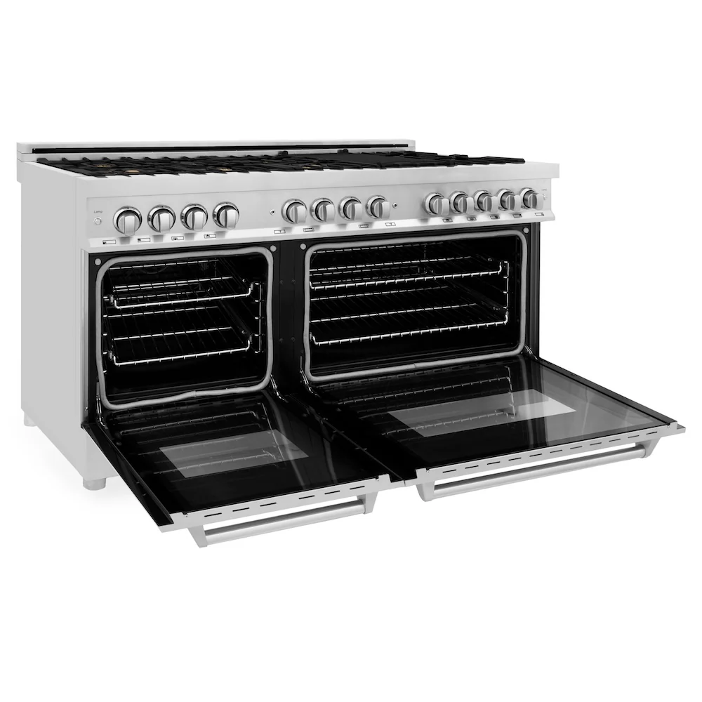 ZLINE 60 in. 7.4 cu. ft. Legacy Dual Fuel Range with Gas Cooktop and 2 Electric Convection Ovens in Stainless Steel with 8 Brass Burners (RA-BR-60) - Image 8
