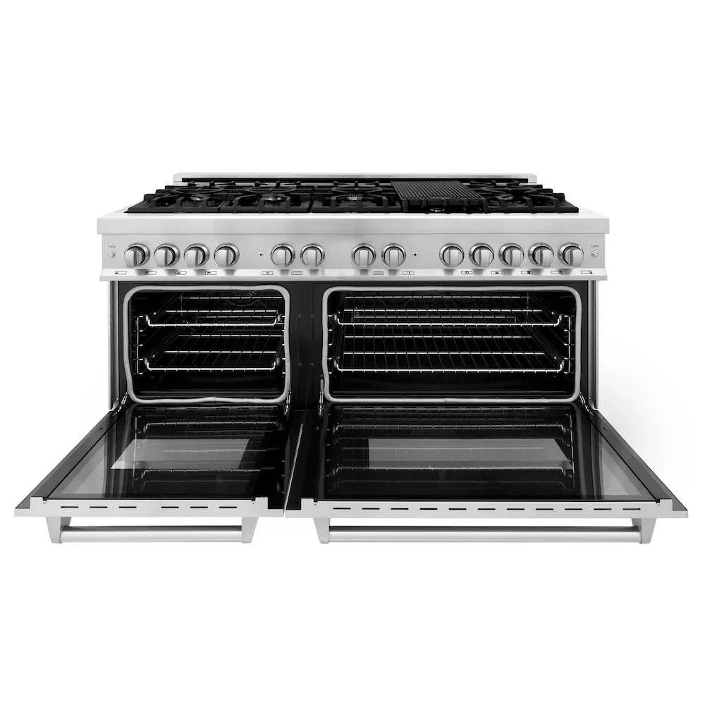 ZLINE 60 in. 7.4 cu. ft. Legacy Dual Fuel Range with 9 Burner Gas Cooktop and 2 Electric Convection Ovens in Stainless Steel (RA60) - Image 3