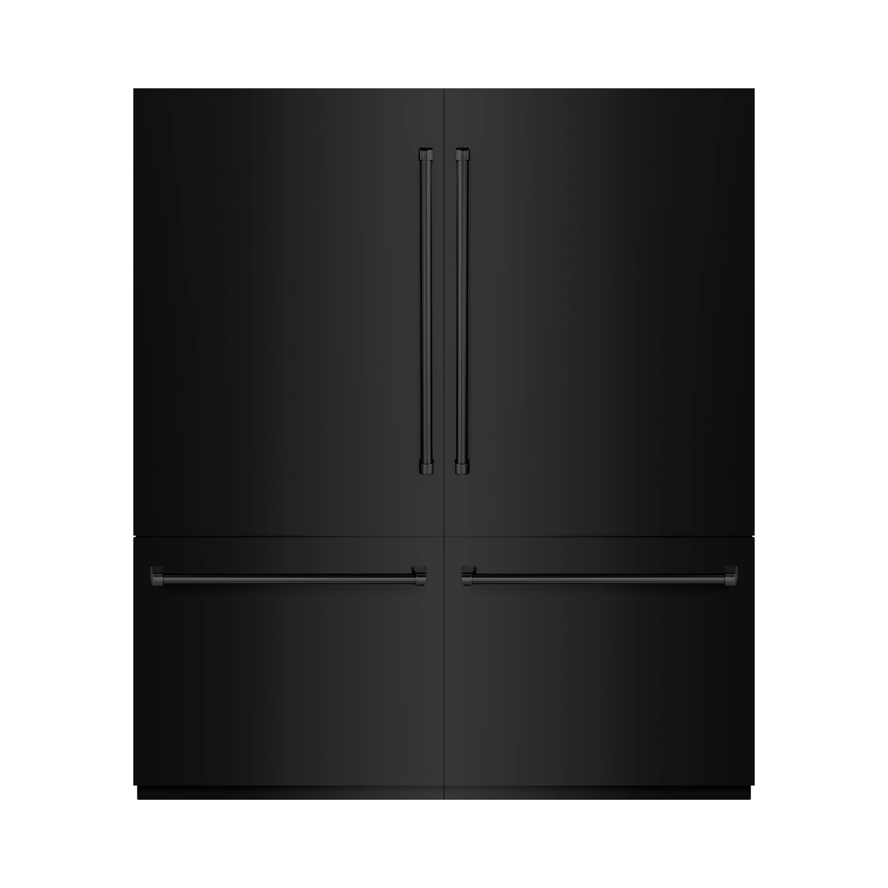 ZLINE 72 in. 39.6 cu. ft. French Door Built-In Bottom Freezer Refrigerator with Water Dispensers and Ice Makers in Black Stainless Steel with Graphite Gray Interior (GRBIT-BS-72) - Image 2